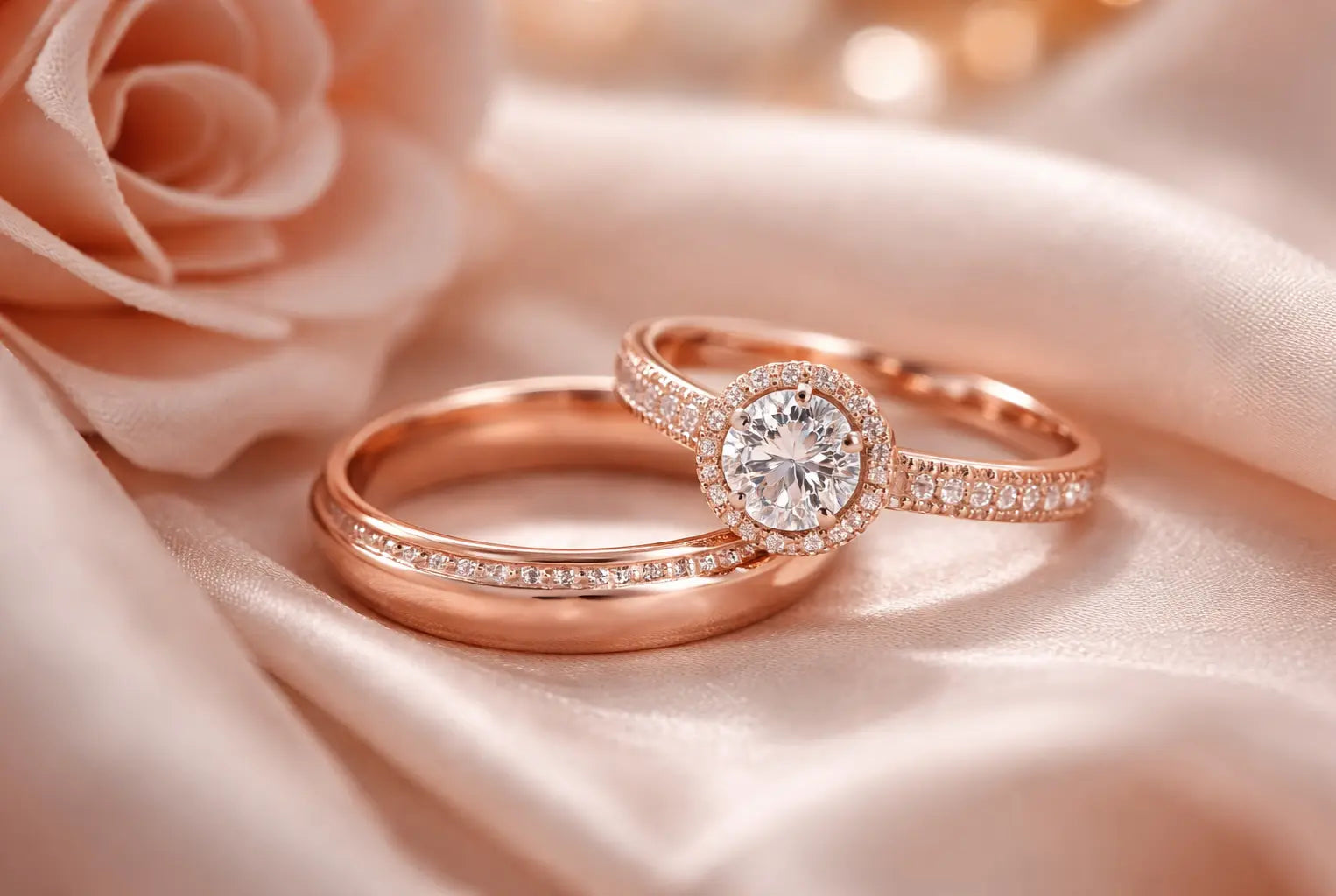 Rose Gold Wedding Rings, MH Elegance Jewellery