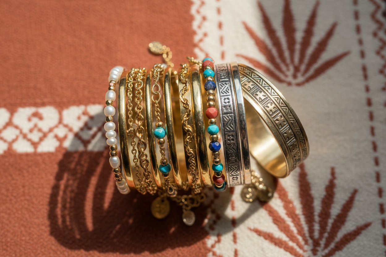 Pulseras Apiladas y Metales Mezclados 2026 - Guía Completa de Joyería Estratificada para Mujeres Mexicanas