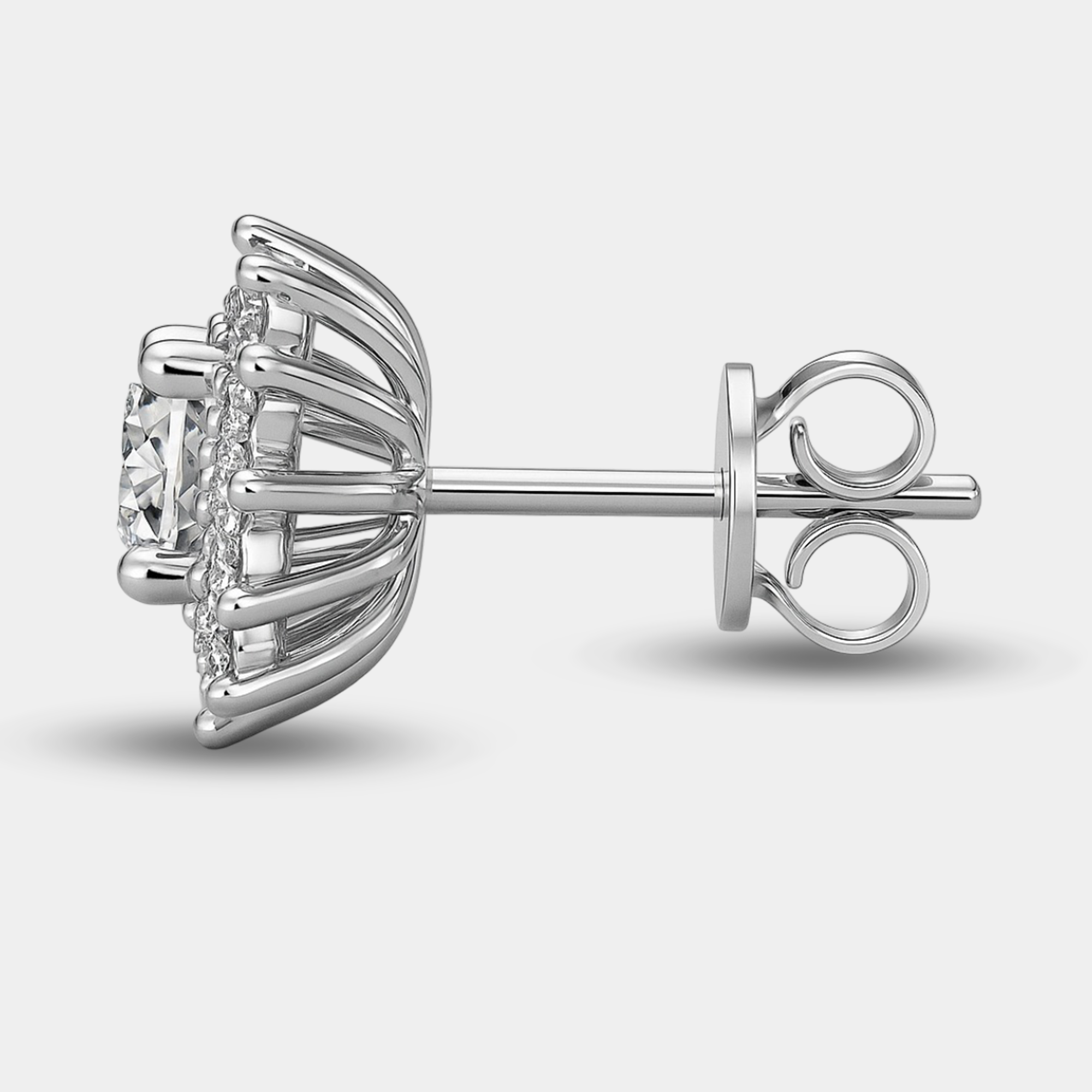 Moissanite Halo Stud Earrings