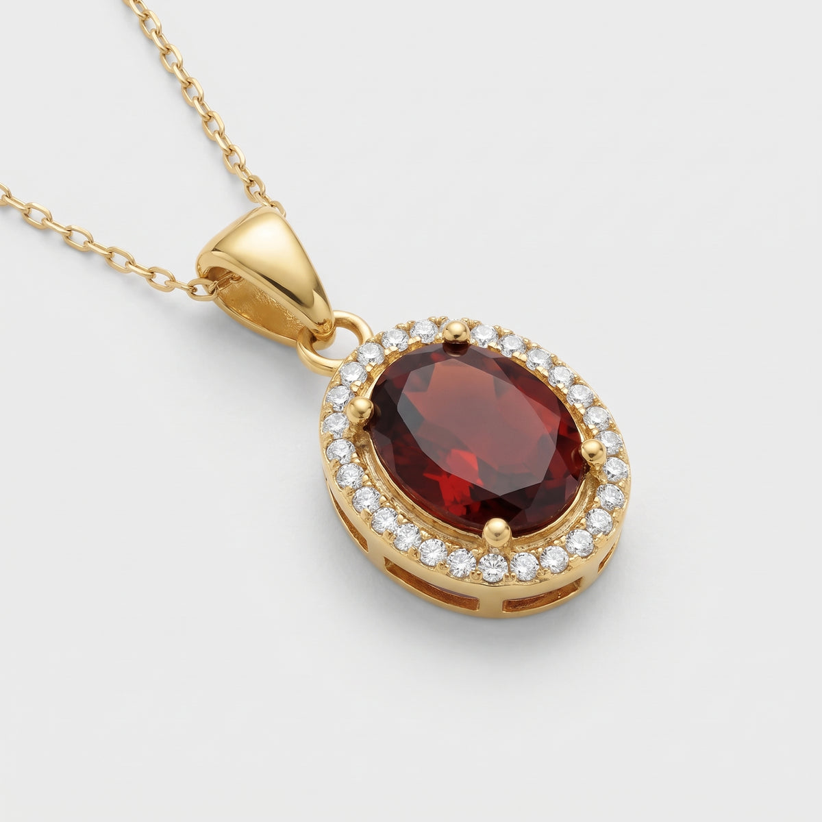 Collier pendentif Aura Grenat Halo