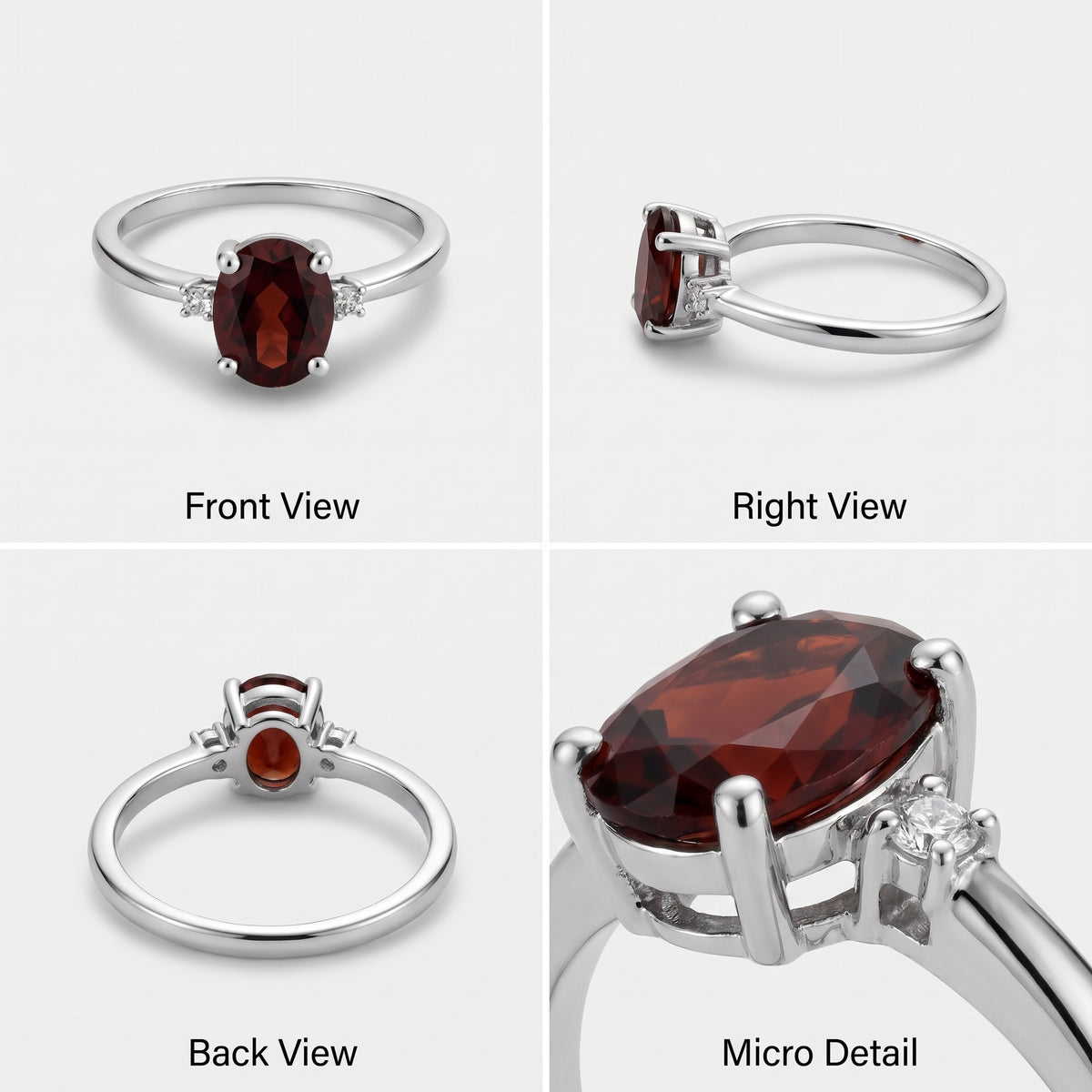Bague Nira en grenat et diamant