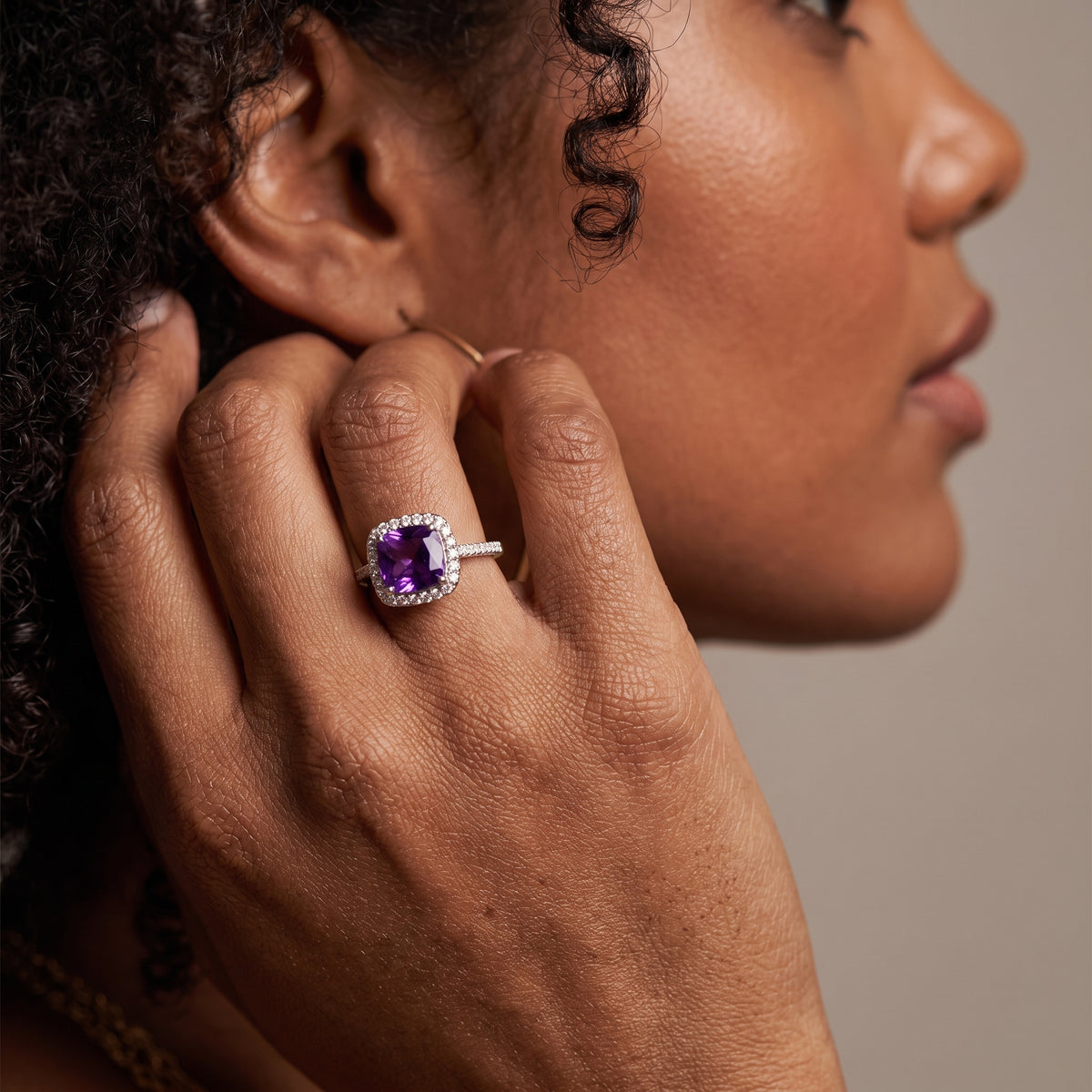 Bague de fiançailles Ziva Amethyst Halo