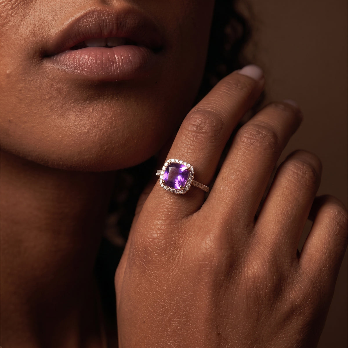 Bague de fiançailles Ziva Amethyst Halo