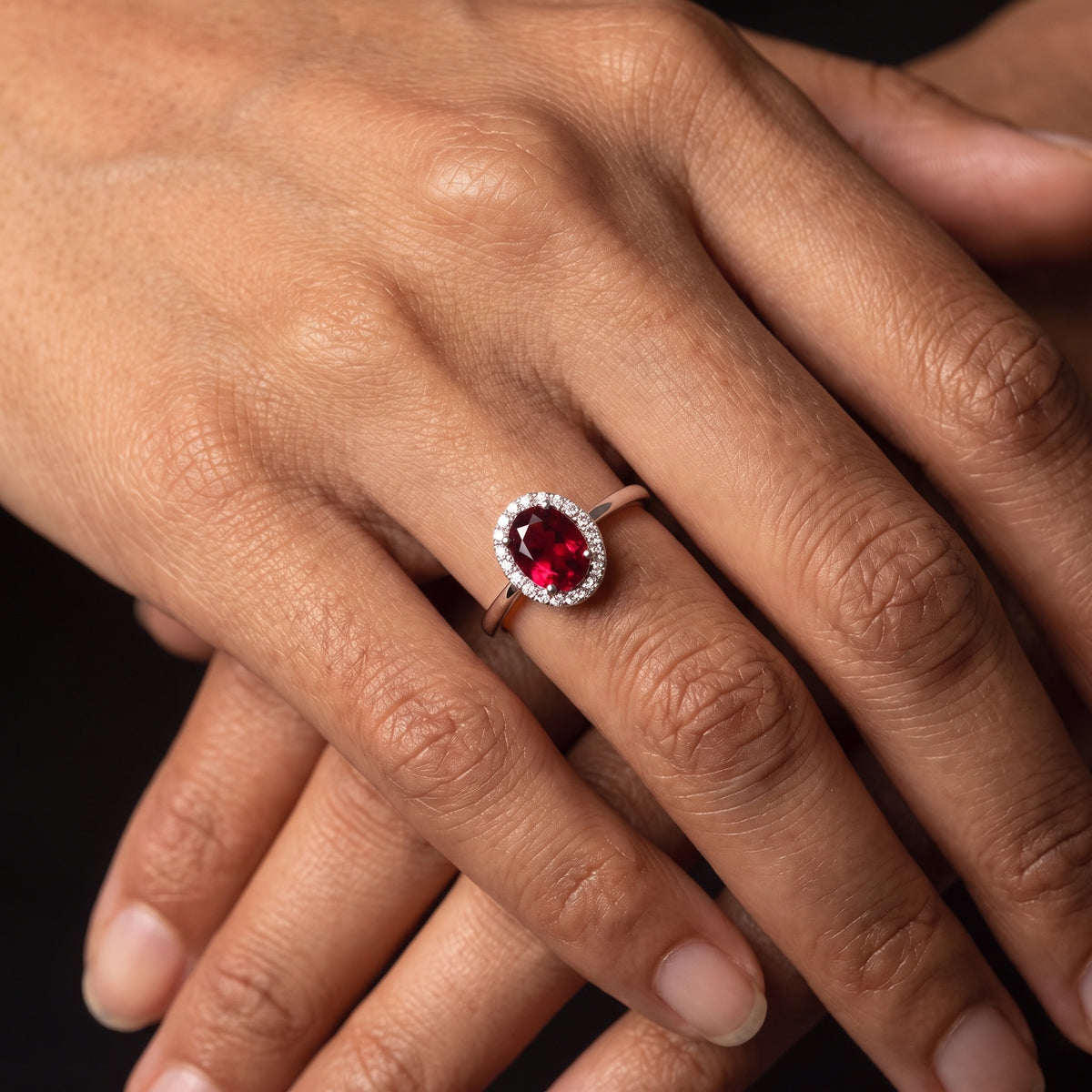 Bague Halo Aria en grenat