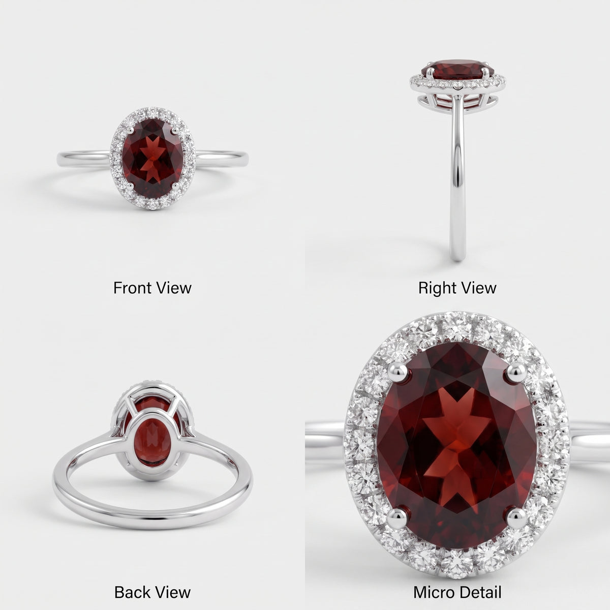 Bague Halo Aria en grenat