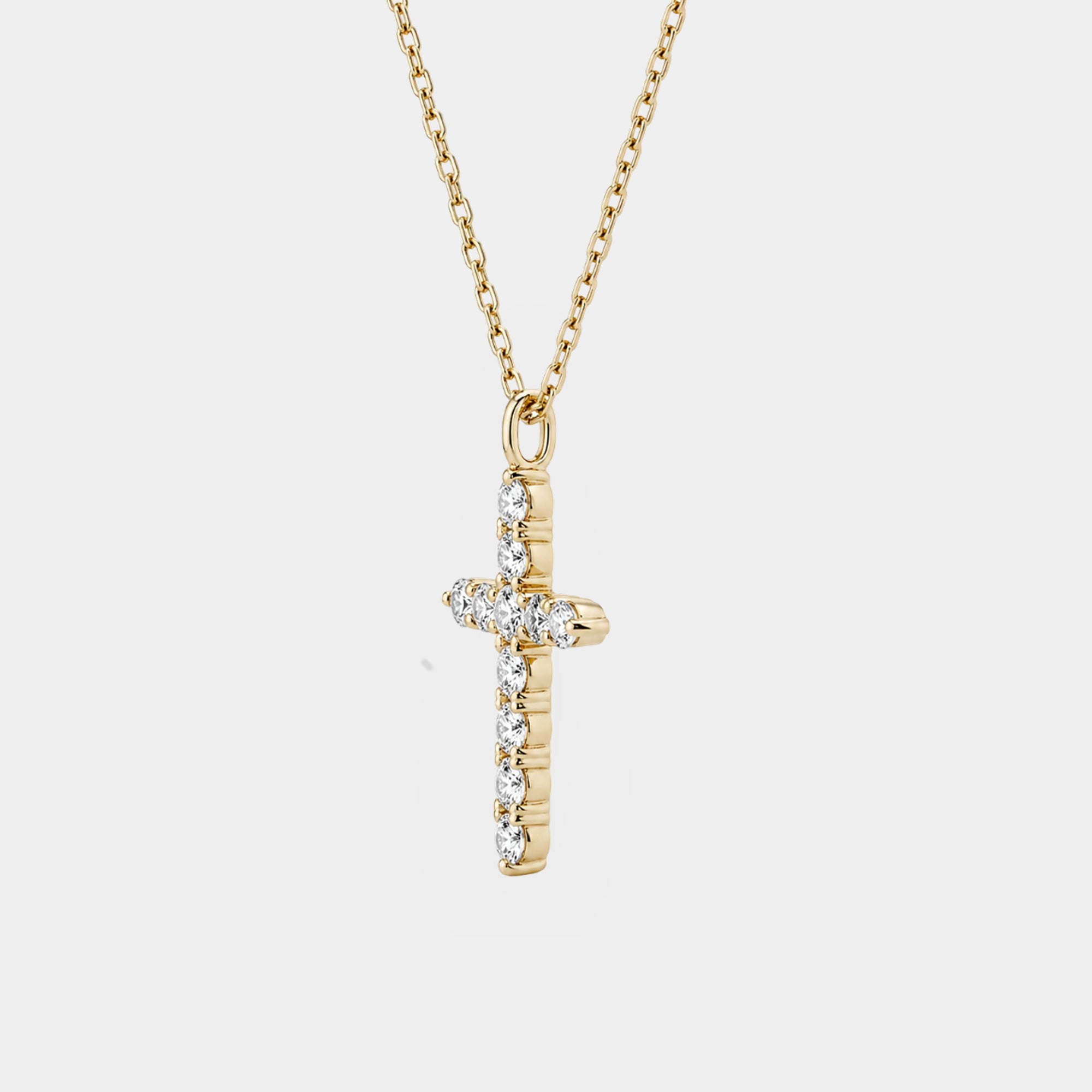 14K gold cross necklace for women with sparkling cubic zirconia accents