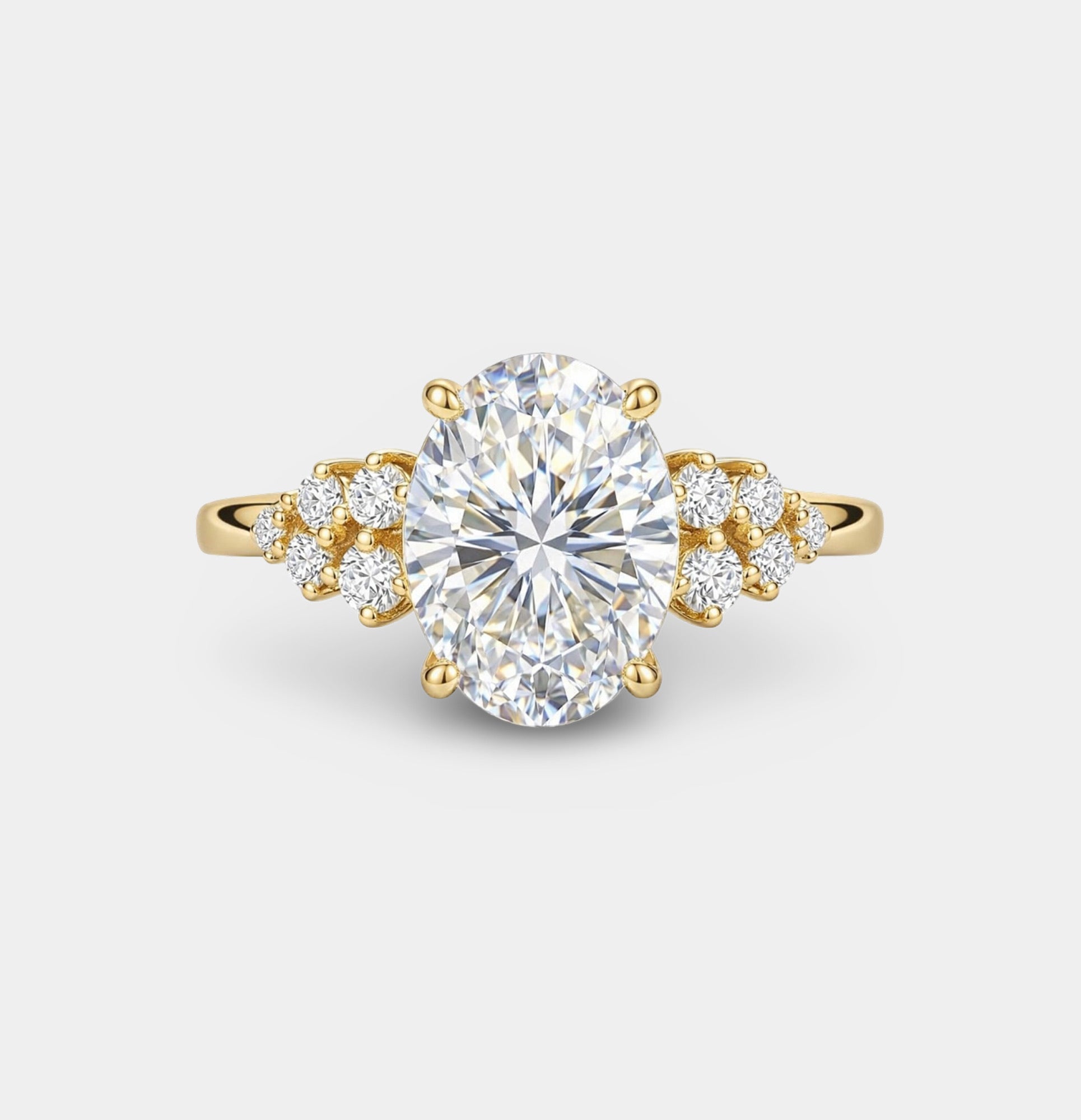 14K Gold Plated Sterling Silver Oval Cut Engagement Ring - MH ELEGANCE - 14K Gold Plated Sterling Silver Oval Cut Engagement Ring - Ring