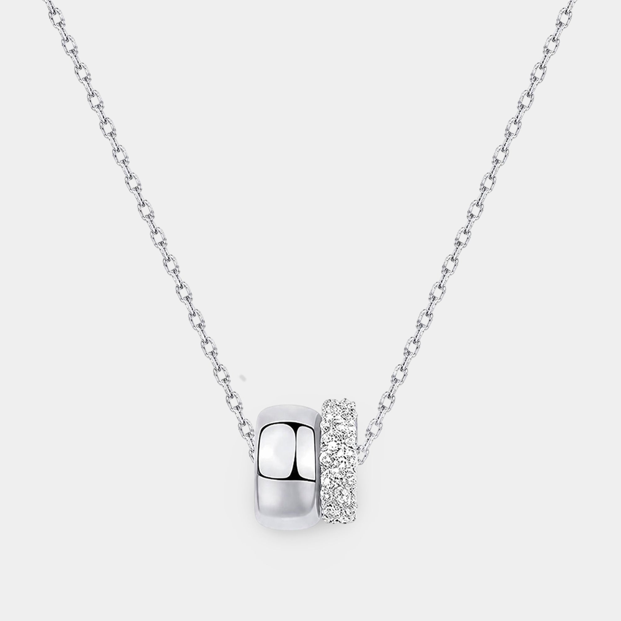 14K White Gold-Plated Dual CZ Pendant Necklace | Modern Luxury | Diamond Alternative – MH ELEGANCE - MH ELEGANCE - 14K White Gold-Plated Dual CZ Pendant Necklace | Modern Luxury | Diamond Alternative – MH ELEGANCE - Necklace