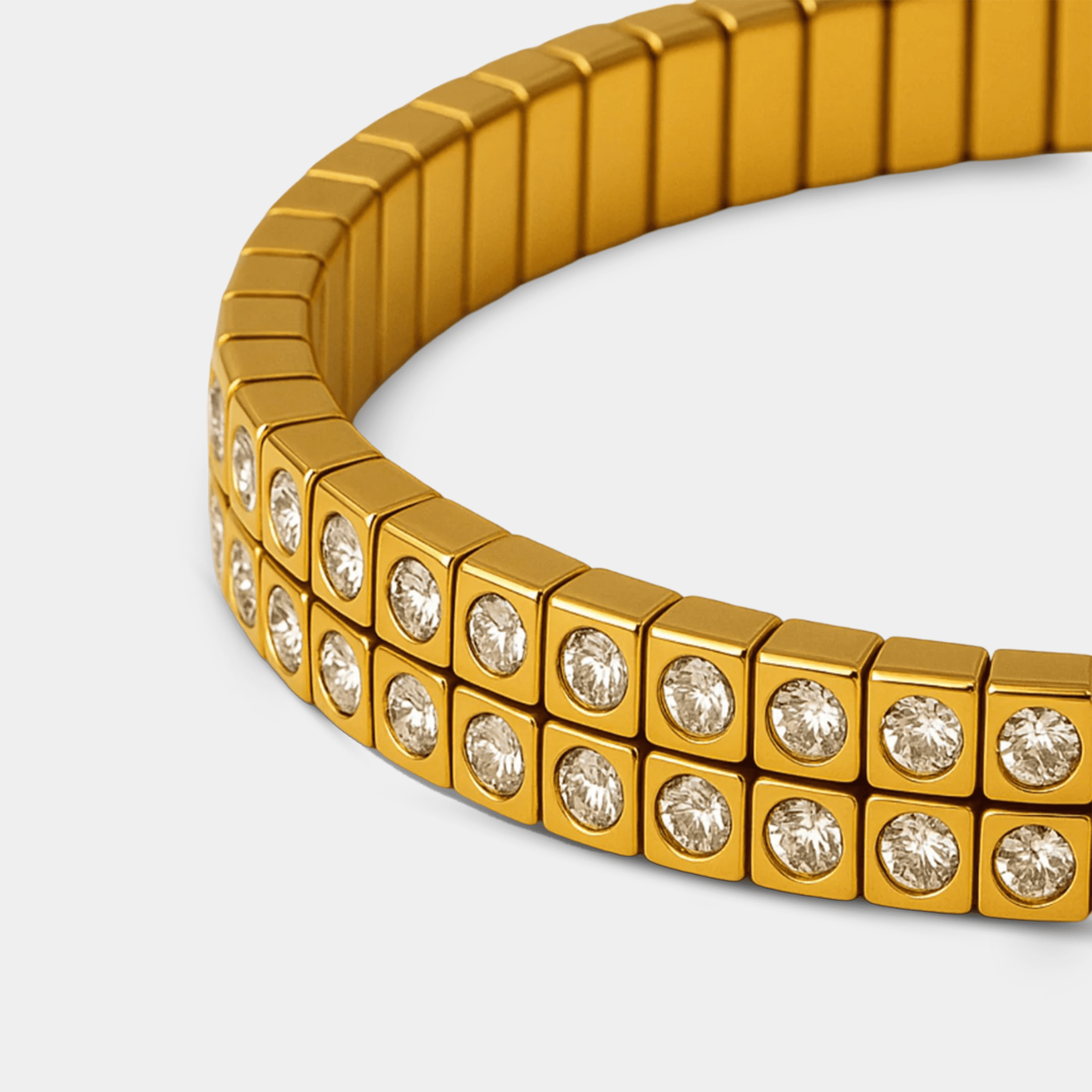 18K Gold Retro Diamond Bracelet | Vintage Glam CZ Bracelet | 1920s Inspired – MH ELEGANCE - MH ELEGANCE - Retro Gold Diamond Bracelet - MH ELEGANCE - Bracelet