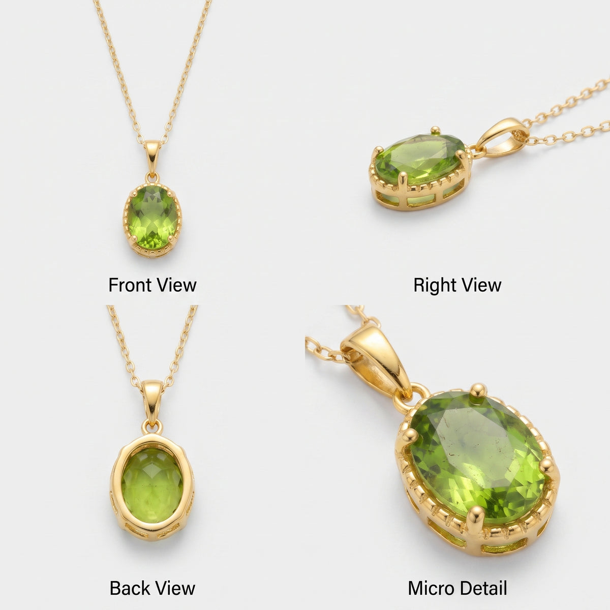 Collier pendentif solitaire péridot ovale