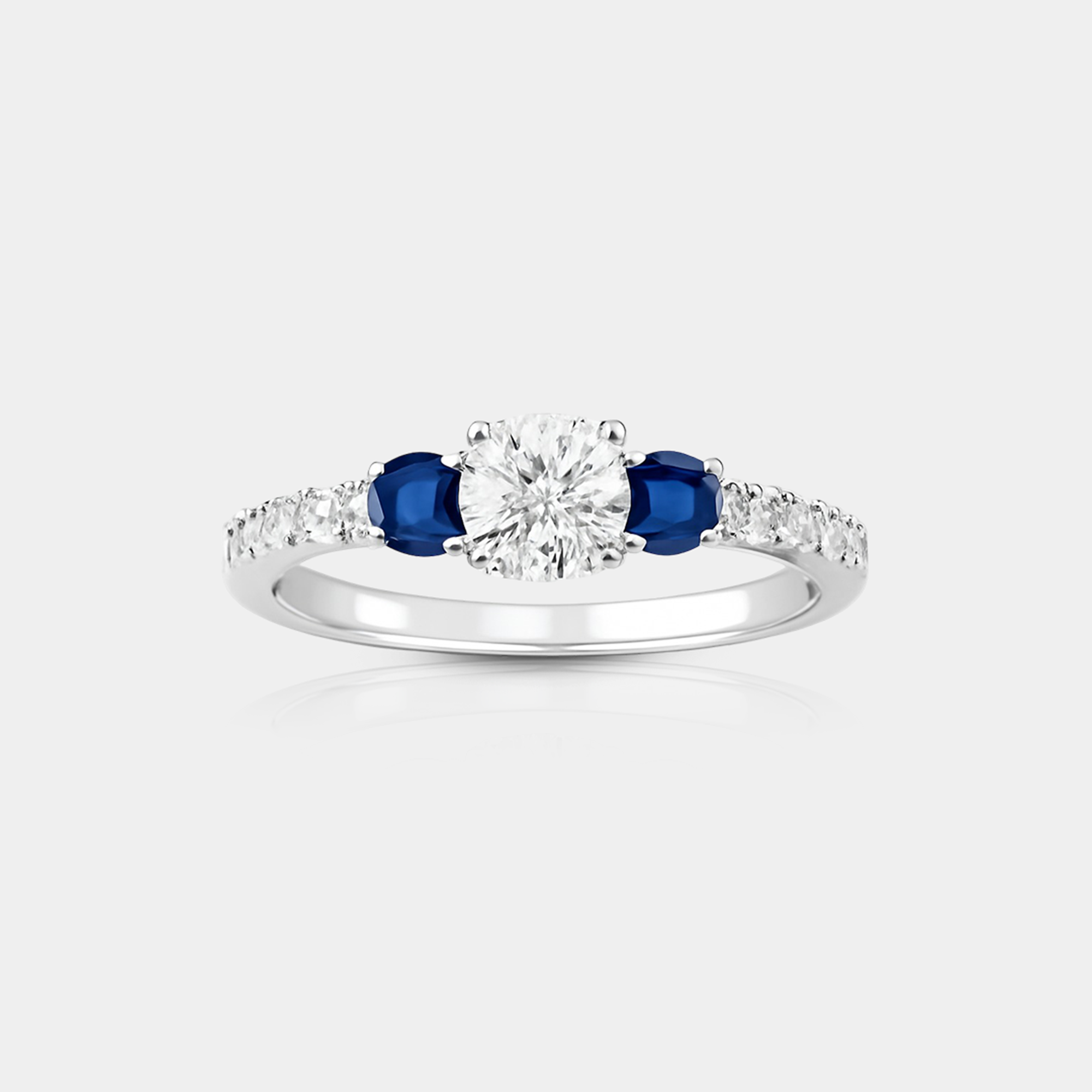 Diamond & Blue Sapphire Engagement Ring