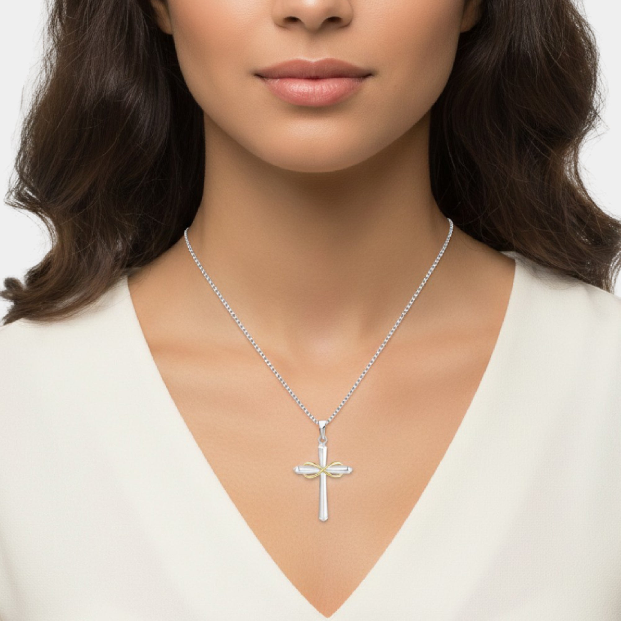 Sterling Silver Cross Necklace | Eternal Halo Birthstone | Faith & Love Symbol – MH ELEGANCE