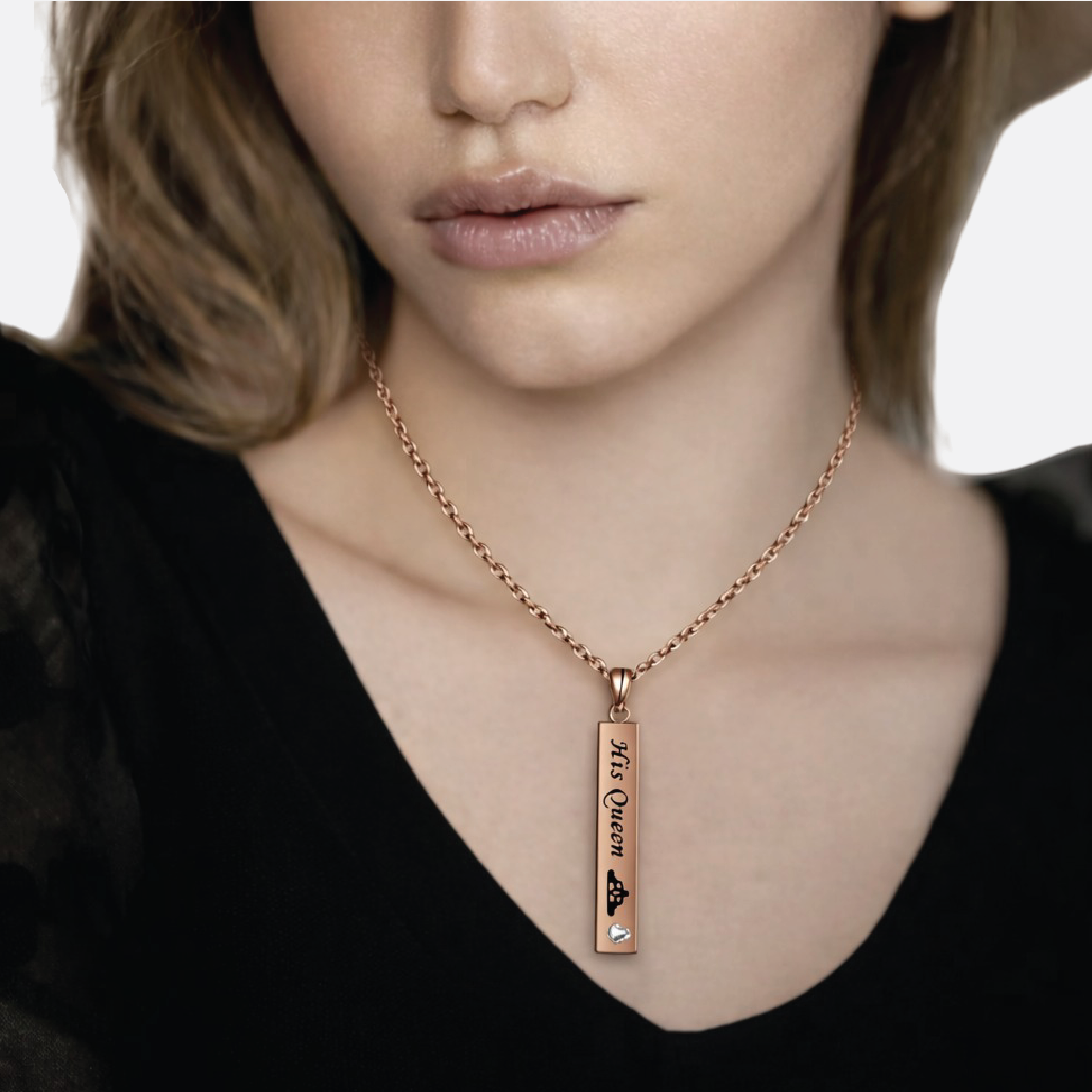 Sterling Silver Her & His Bar Couple Necklace