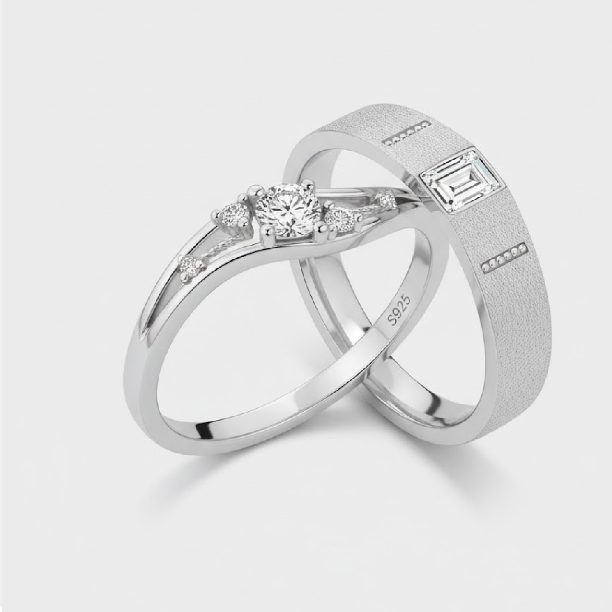 Adjustable Sterling Silver His & Hers Wedding Bands