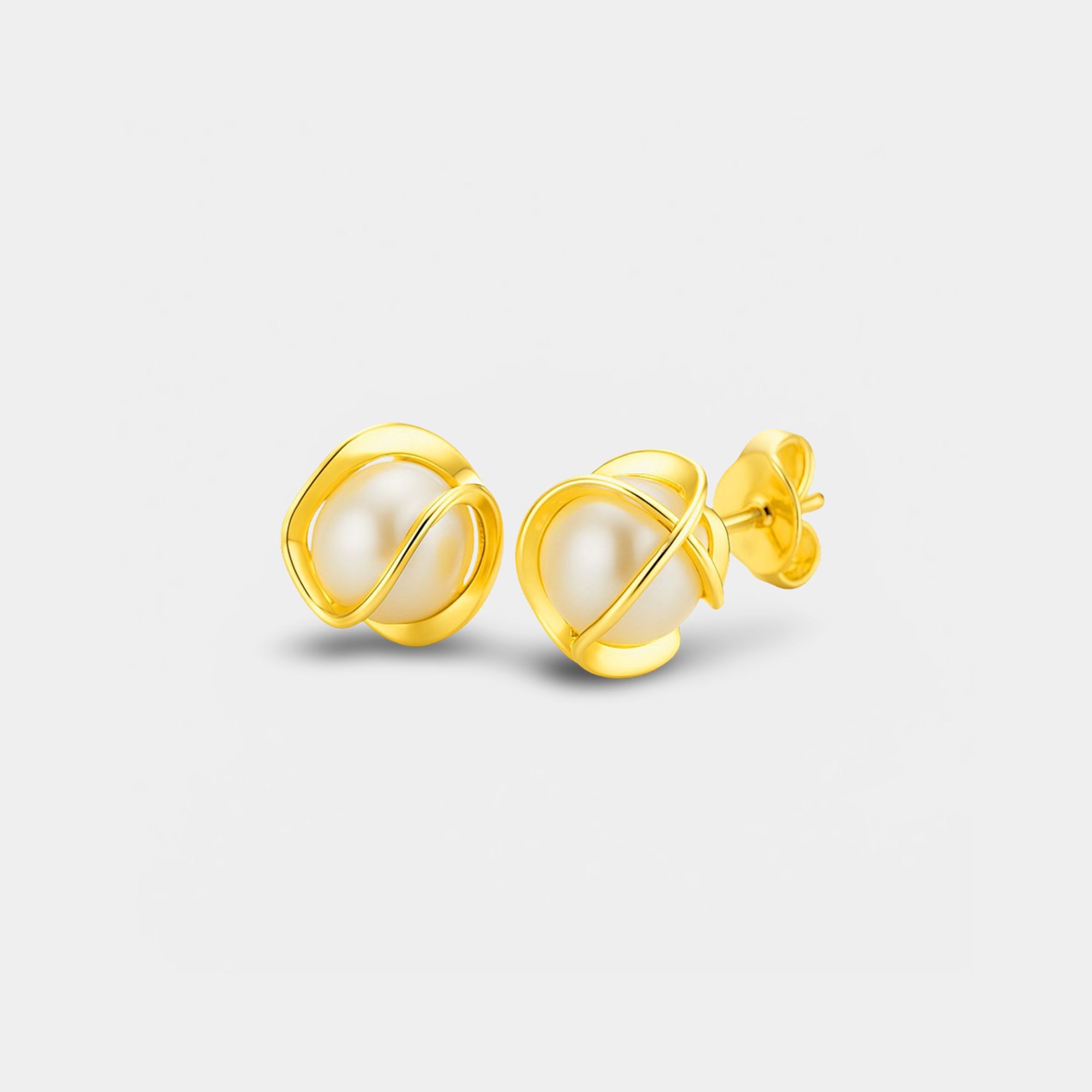 Amara Caged Pearl Stud Earrings