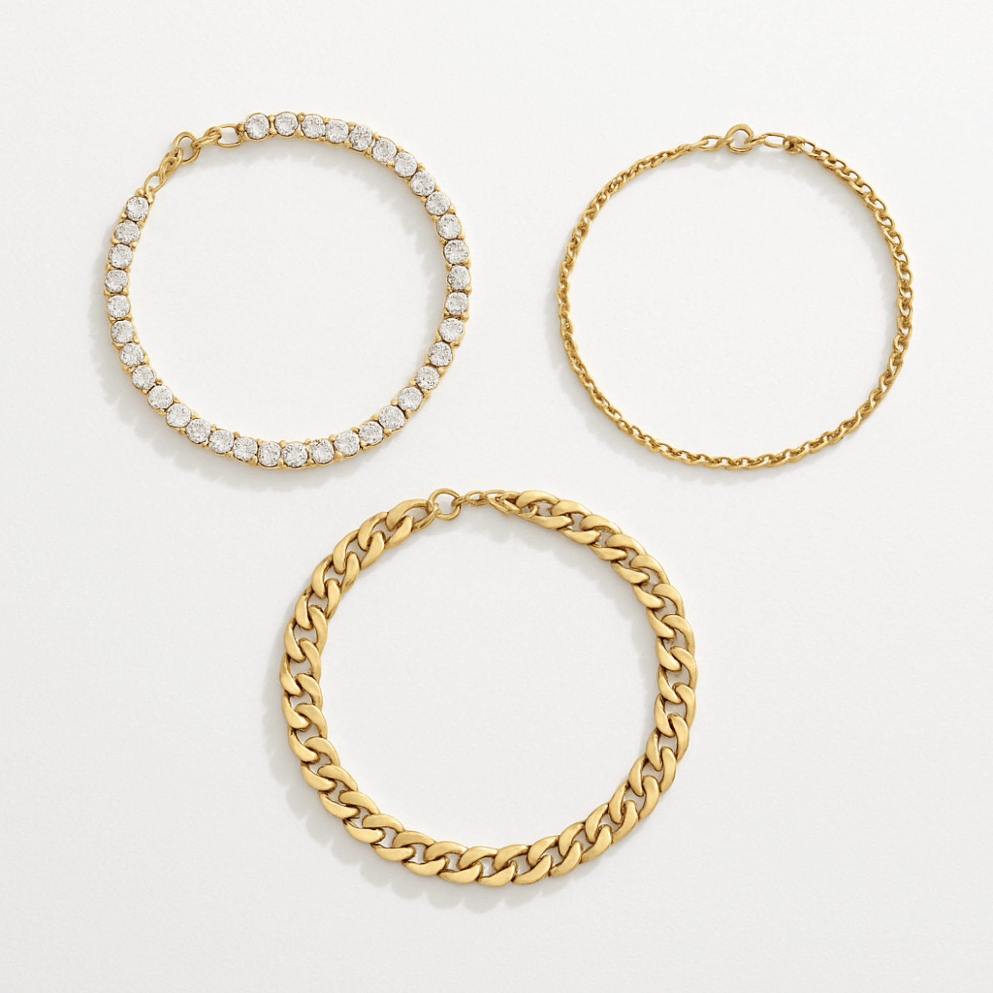 Gold Charm Bracelet Set – 3Piece