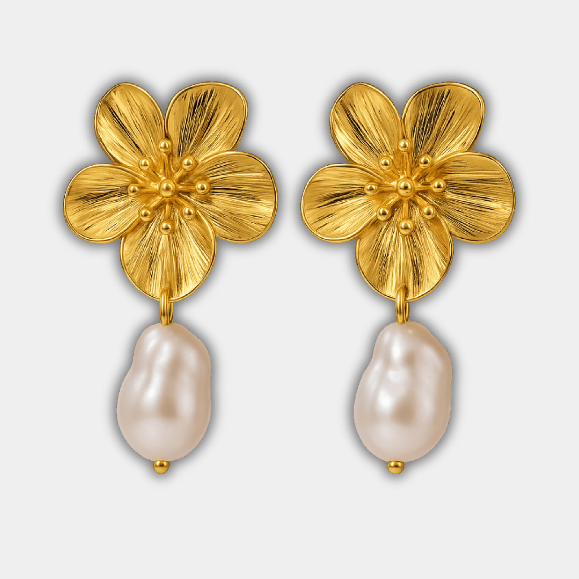 Pearl Drop Flower Earrings