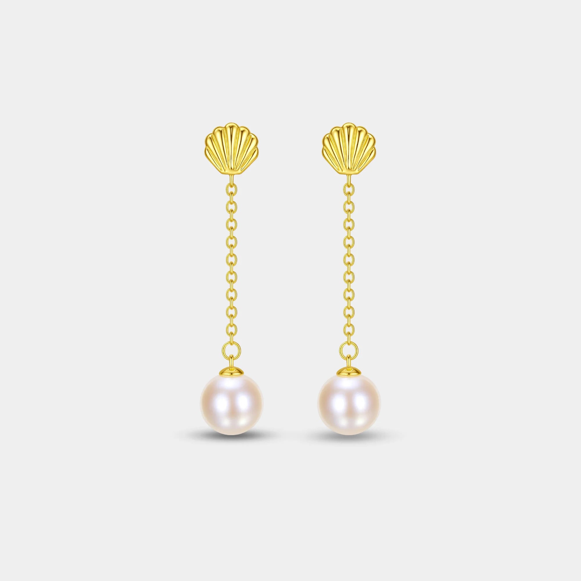 Shell Pearl Chain Drop Earrings