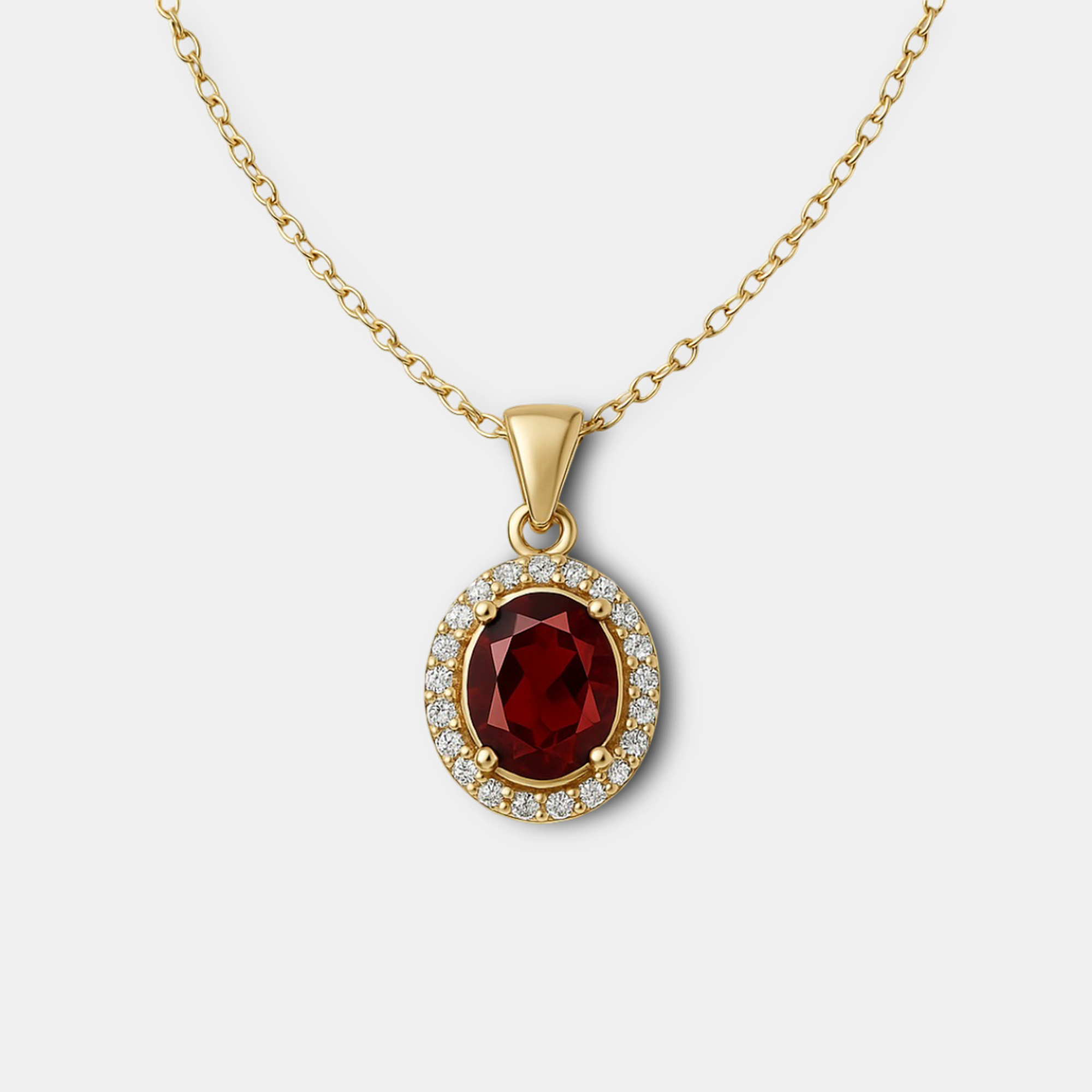 Aura Garnet Halo Pendant Necklace