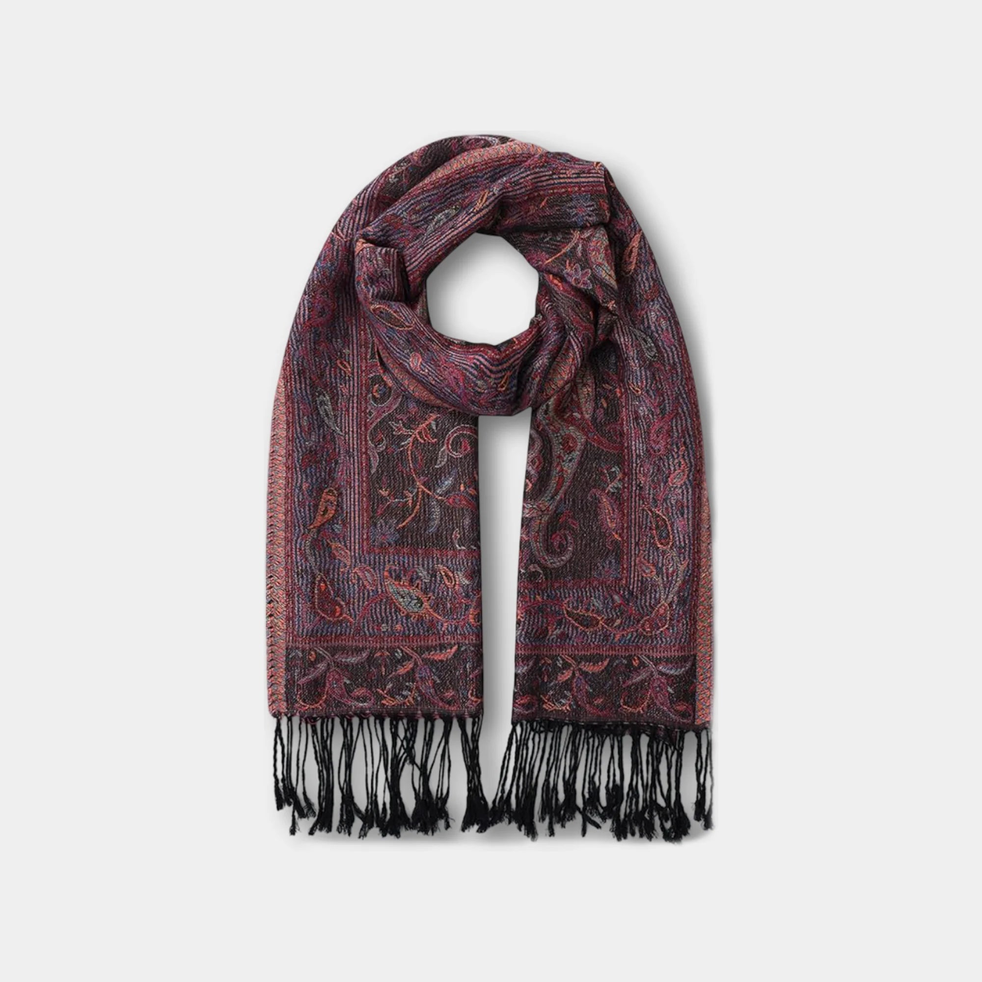 Black Pink Paisley Pashmina Shawl