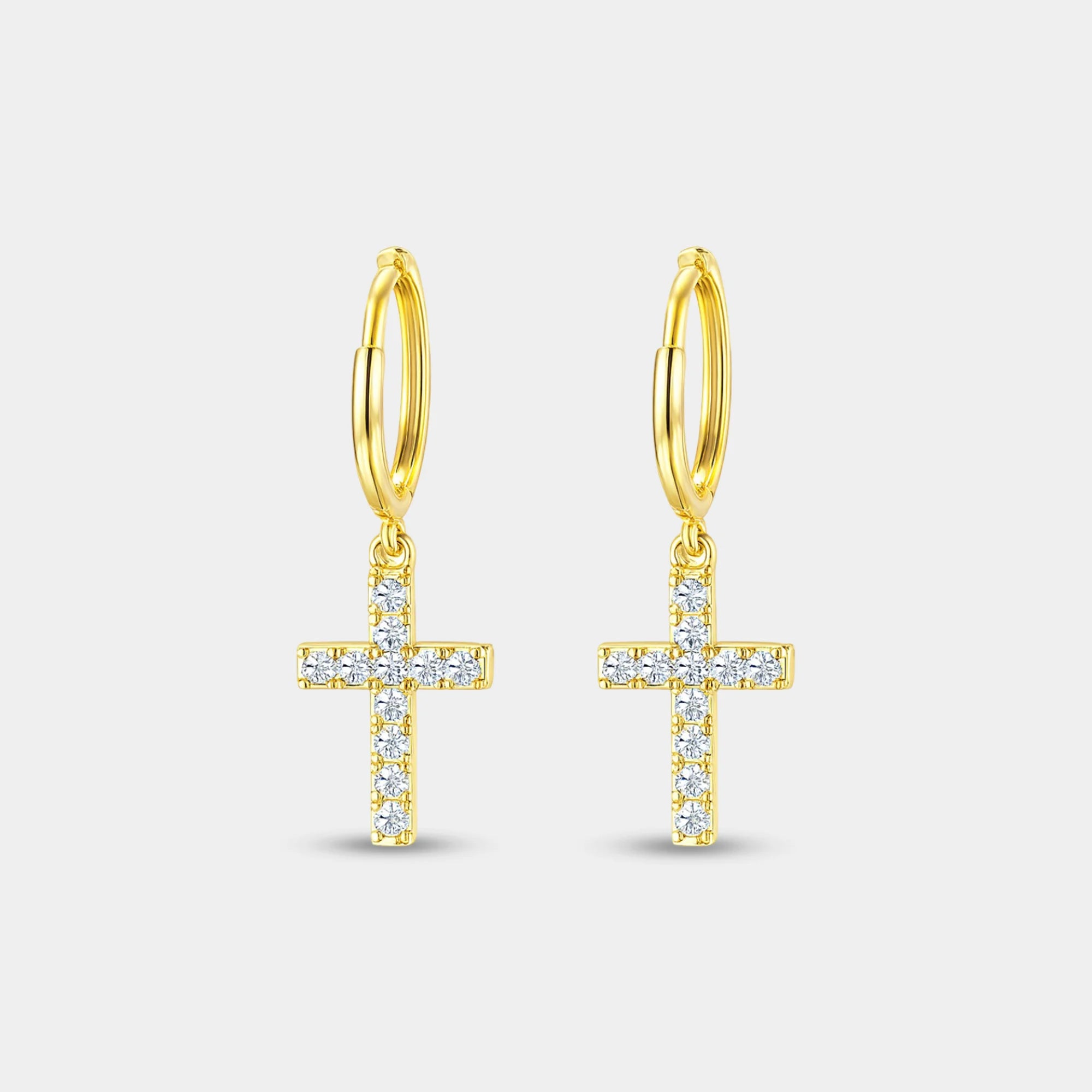 Cross Dangle Hoop Earrings