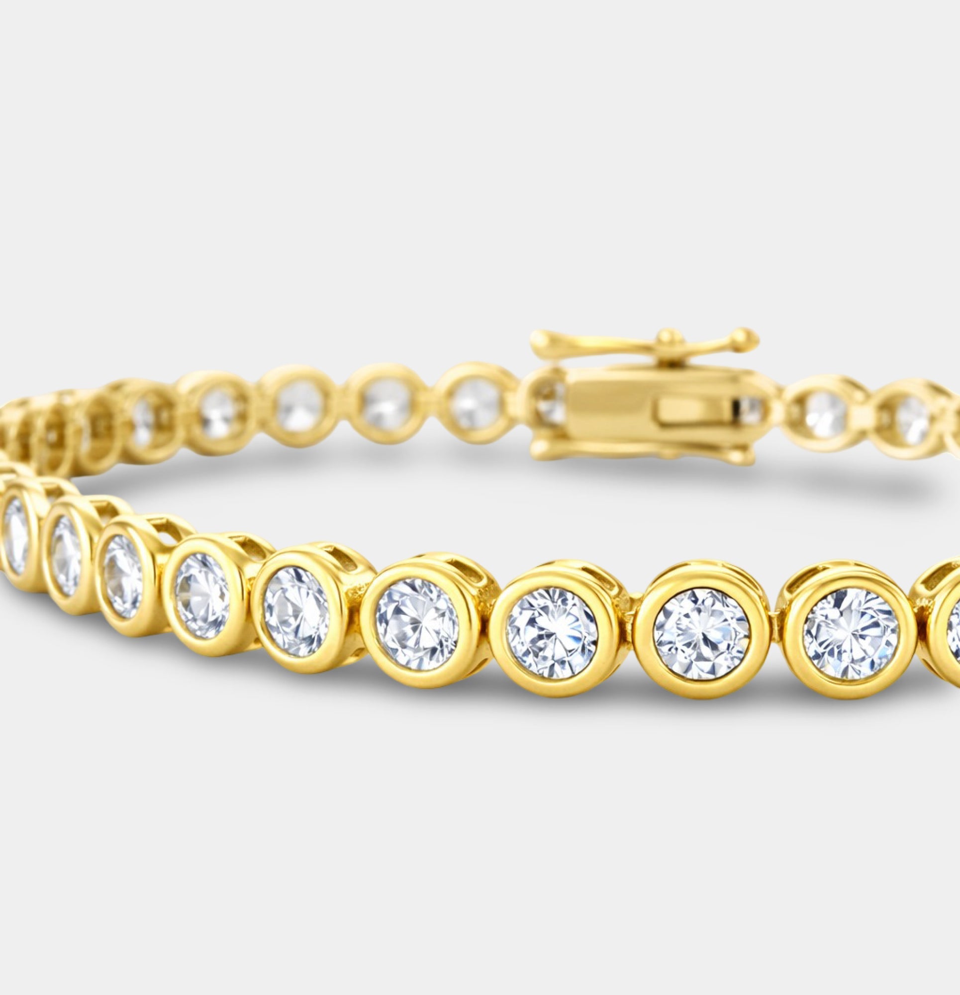 24K Gold Aurora Luxe Bezel Tennis Bracelet - MH ELEGANCE - 24K Gold Aurora Luxe Bezel Tennis Bracelet - bracelet