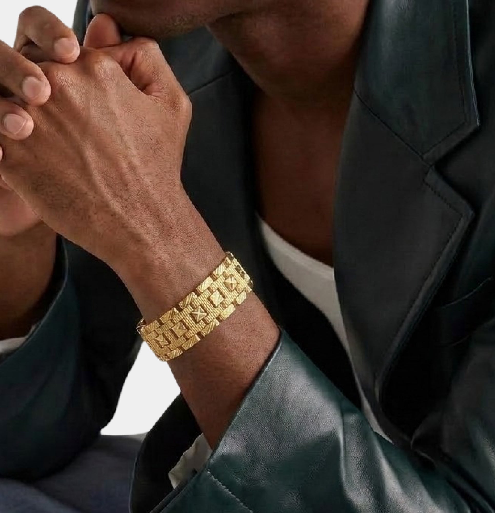 24K Gold Vermeil Brick Link Bracelet | Premium Men's Luxury Jewelry - MH ELEGANCE - 24K Gold Vermeil Brick Link Bracelet | Premium Men's Luxury Jewelry - bracelet