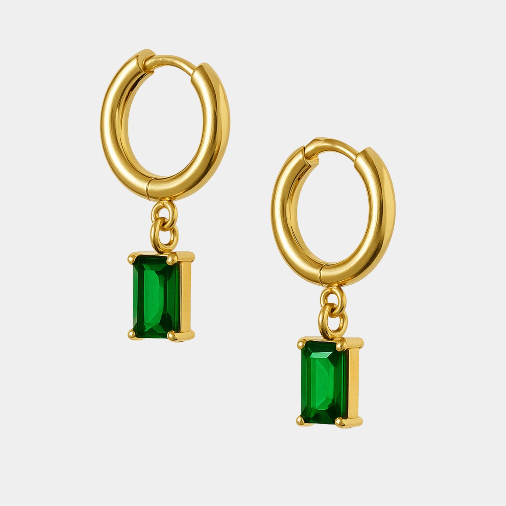 Emerald Hoop Earrings