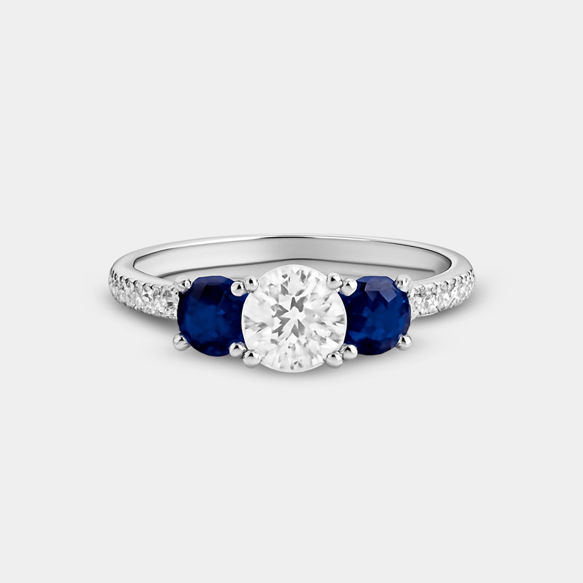 Diamond & Blue Sapphire Engagement Ring
