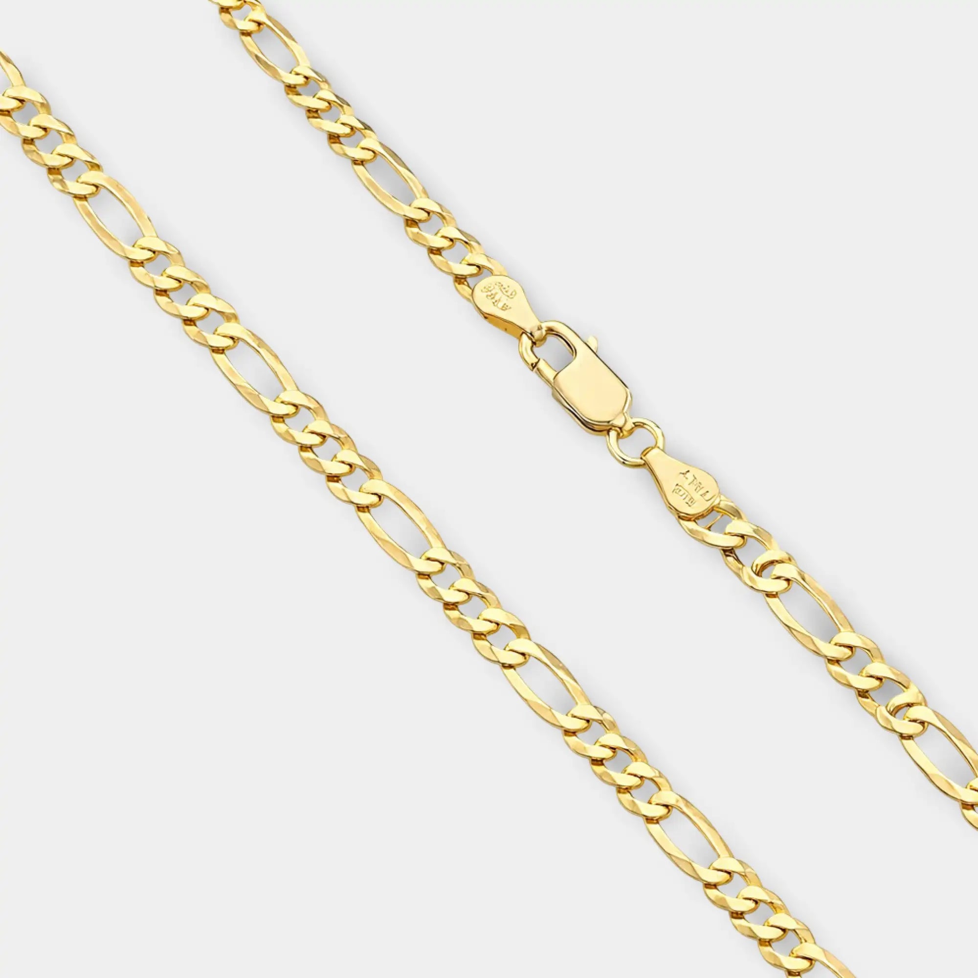 Collier chaîne maille Figaro en argent sterling plaqué or 18 carats