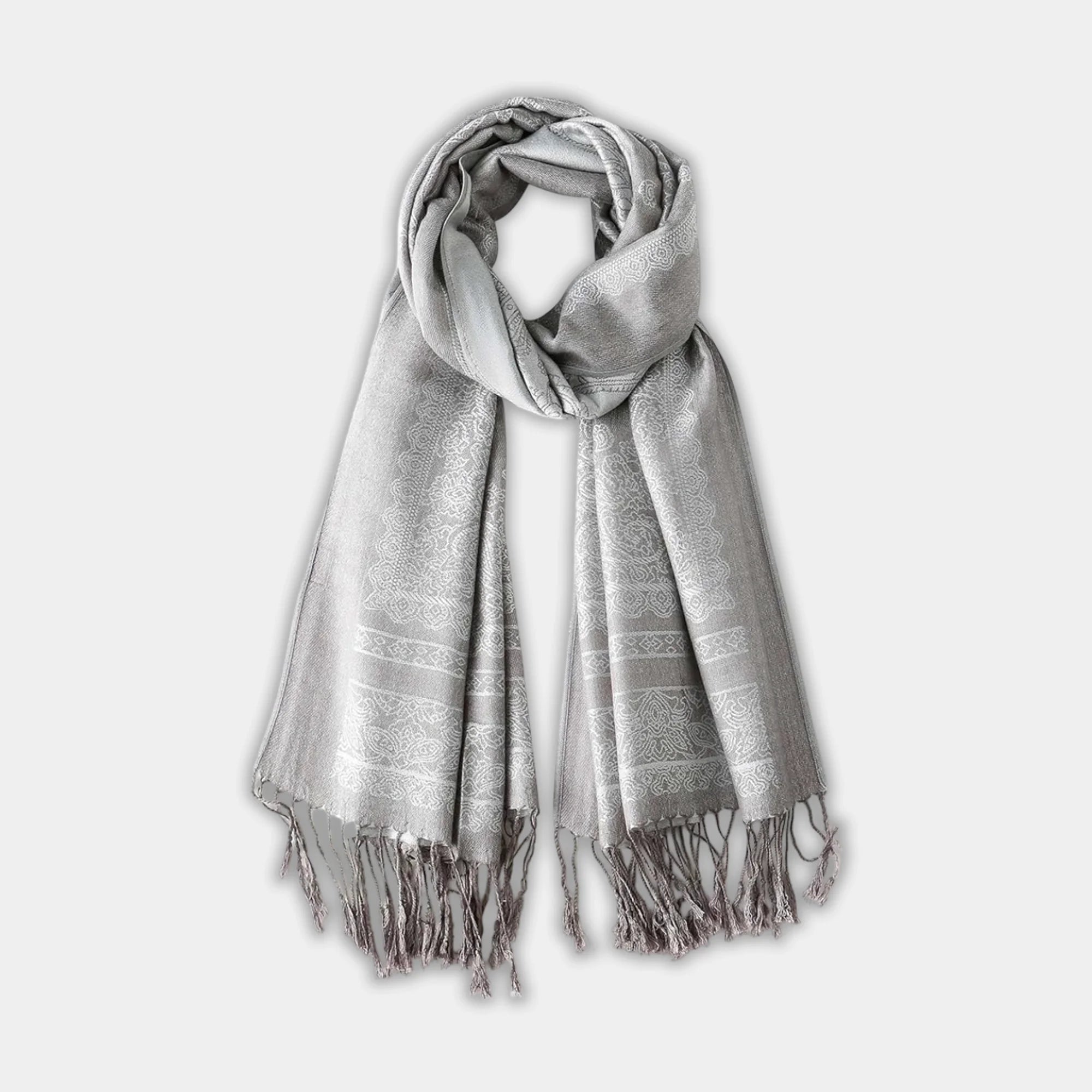 Two-Tone Silky Paisley Pashmina Shawl