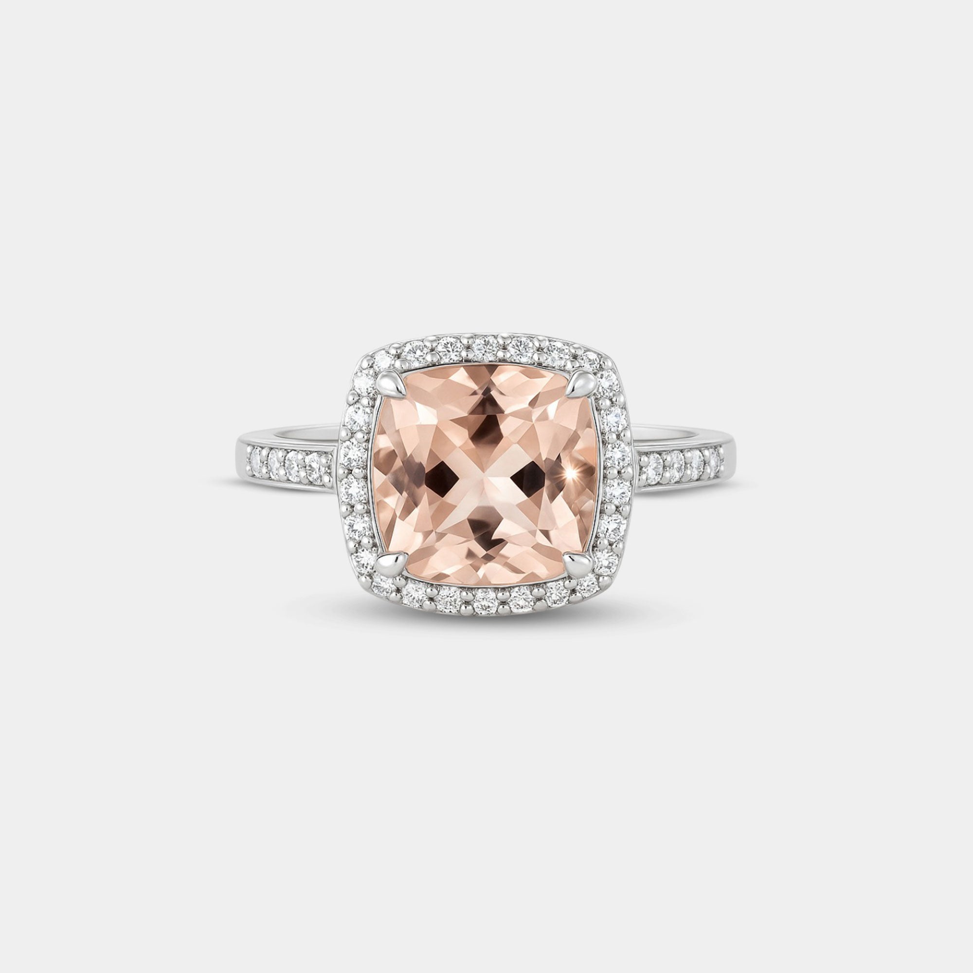 Cushion-Cut Morganite & Diamond Ring