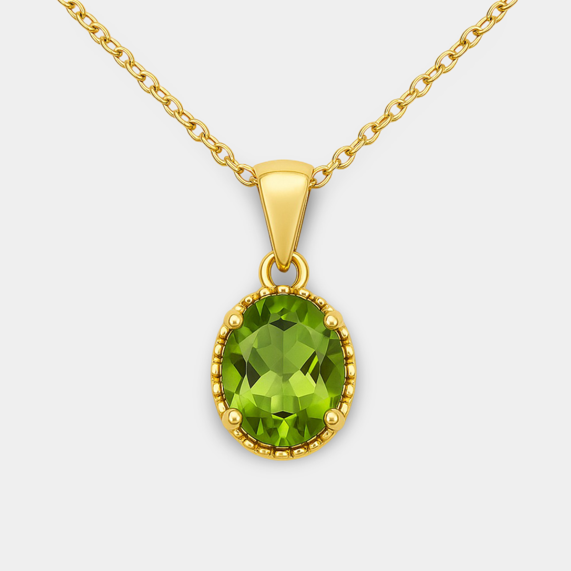 Oval Peridot Solitaire Pendant Necklace