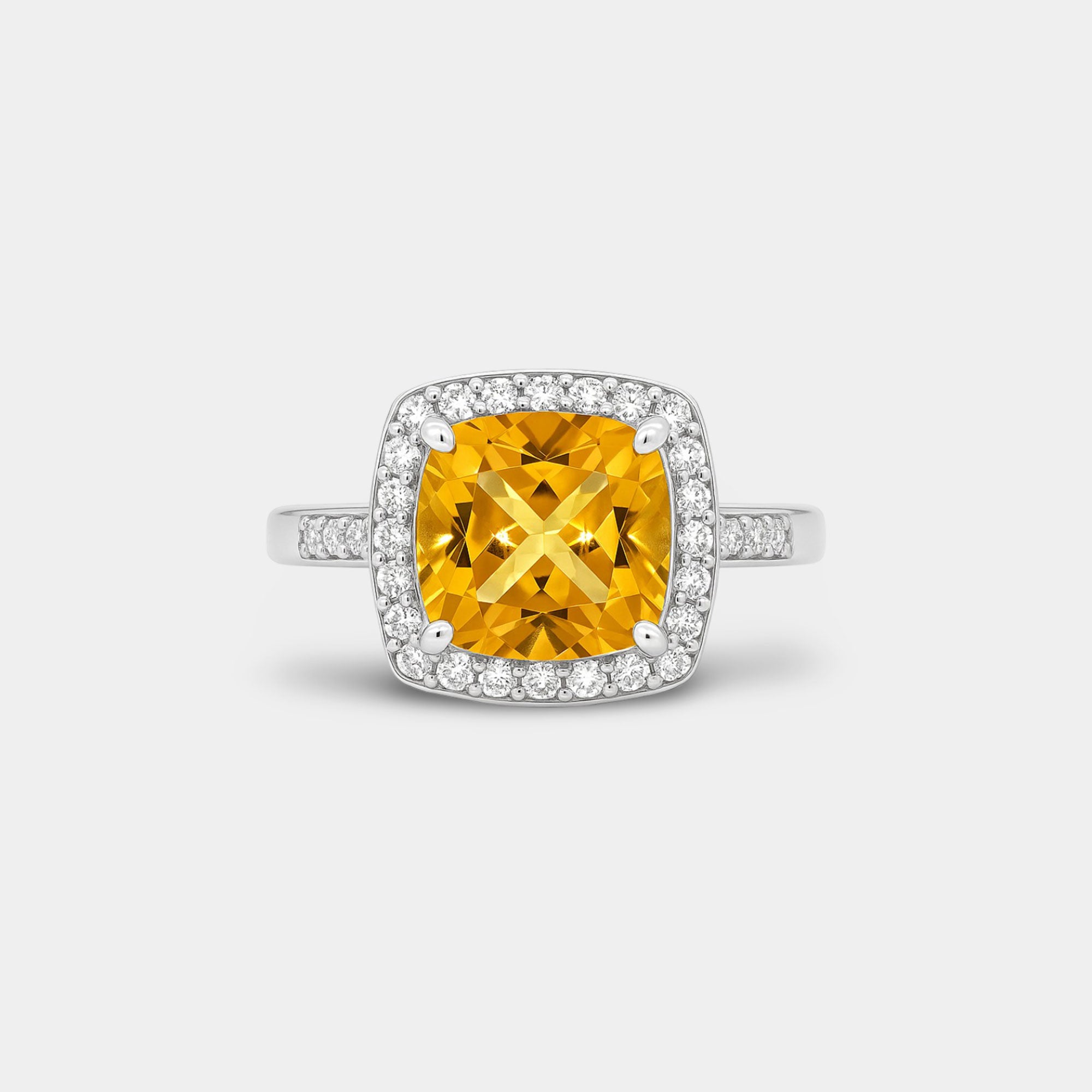 Citrine Cushion-Cut Halo Engagement Ring