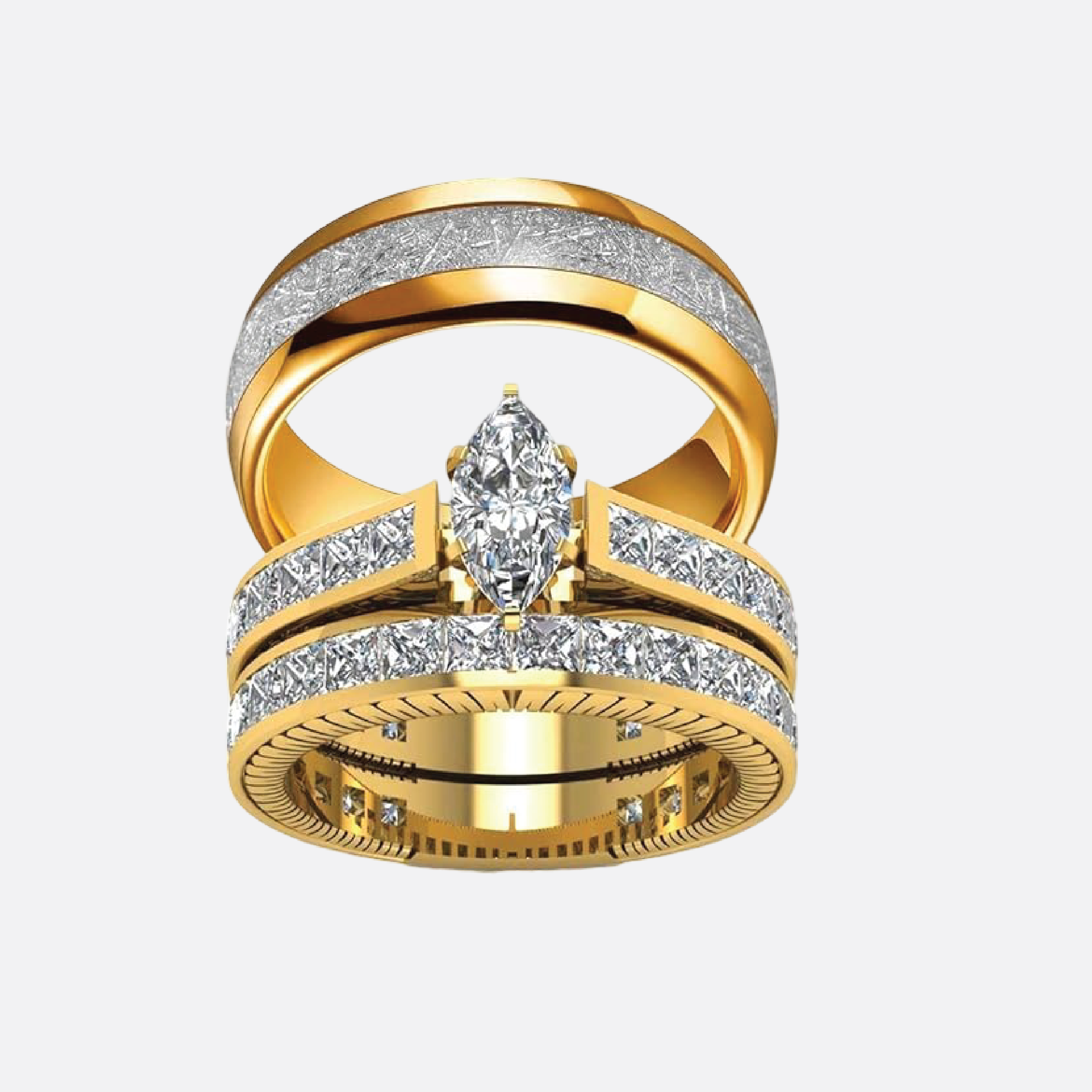 Gold Filled & Titanium His & Hers Wedding Ring Set