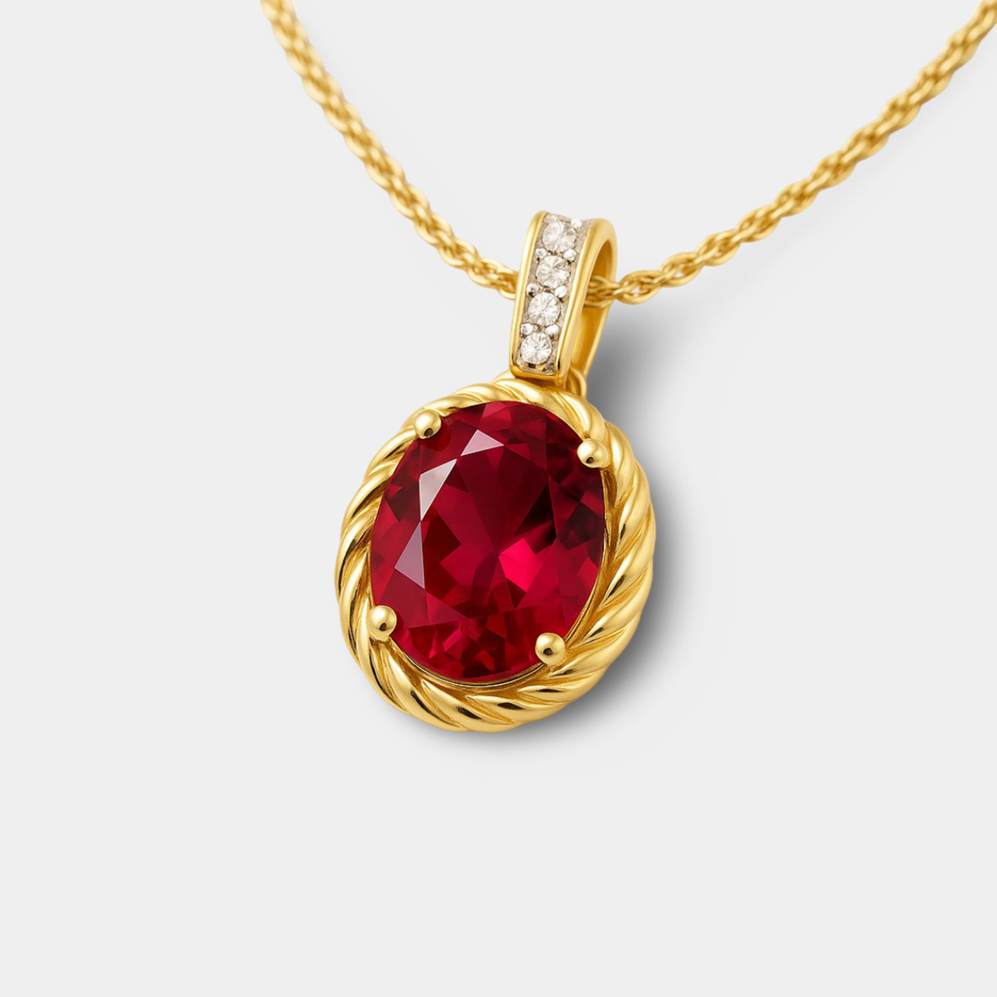 Ruby & Diamond Oval Pendant