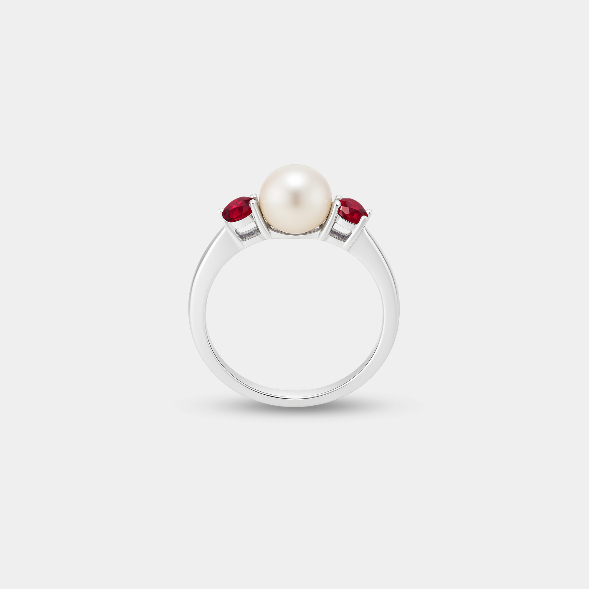 Freshwater Pearl & Red Ruby Ring