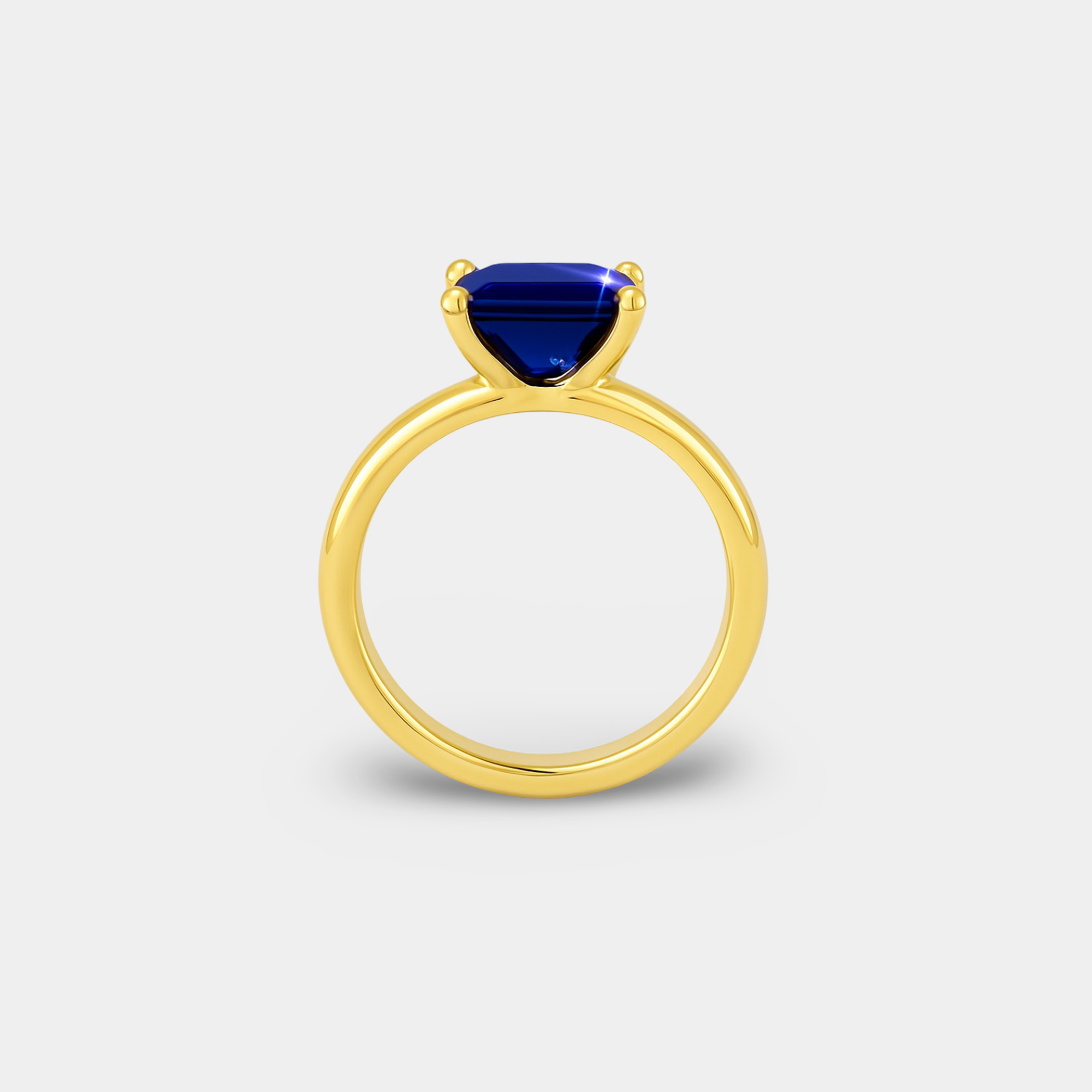 Emerald-Cut Blue Sapphire Solitaire Ring