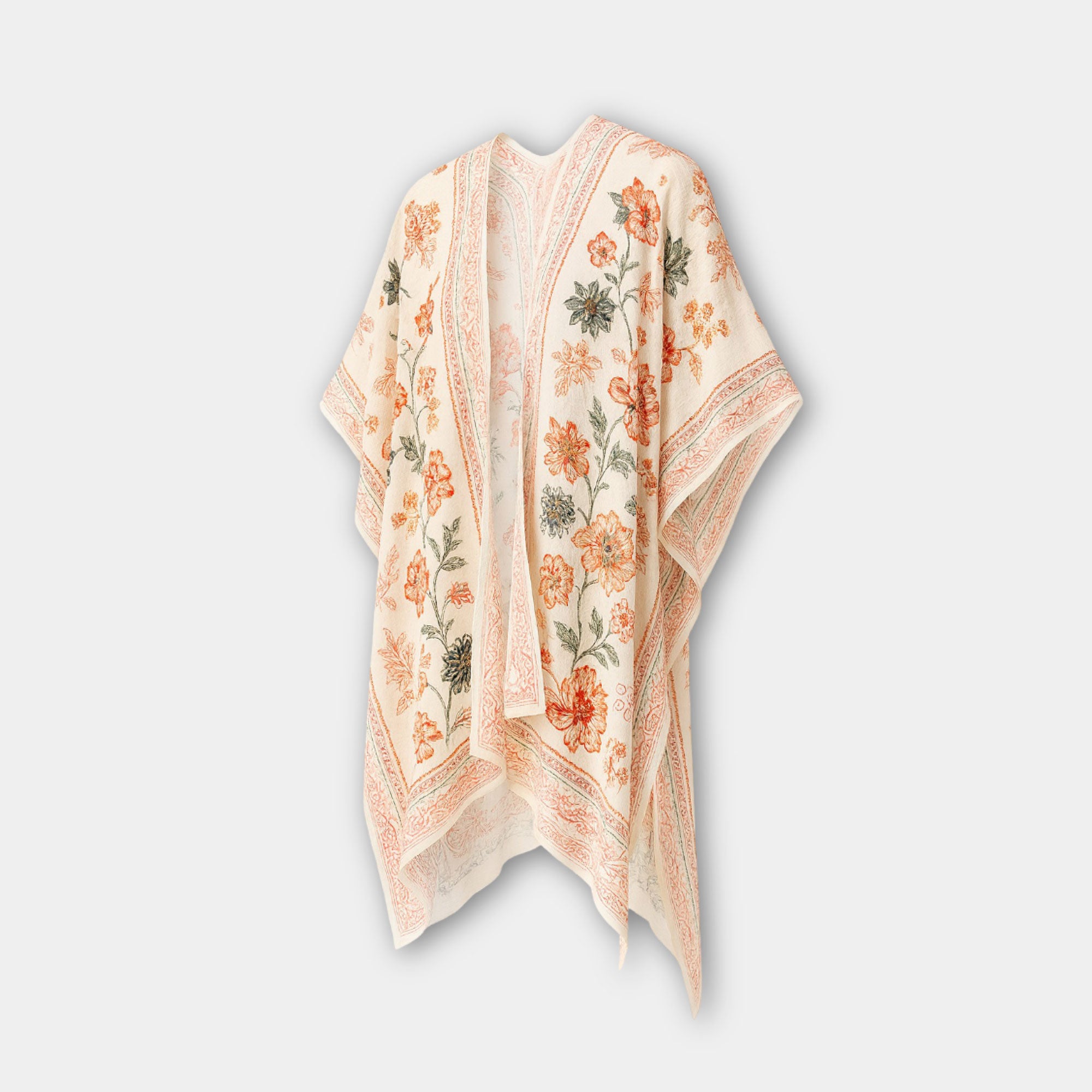 Boho floral Chiffon Long Kimono