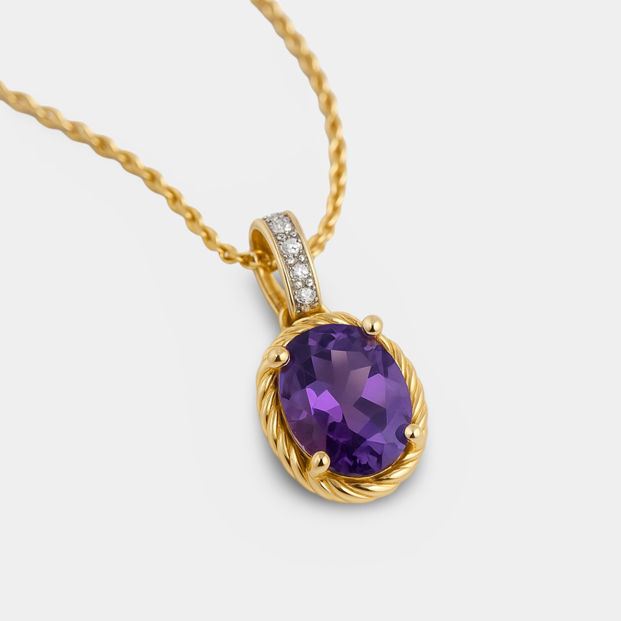 Alma Amethyst Diamond Pendant Necklace