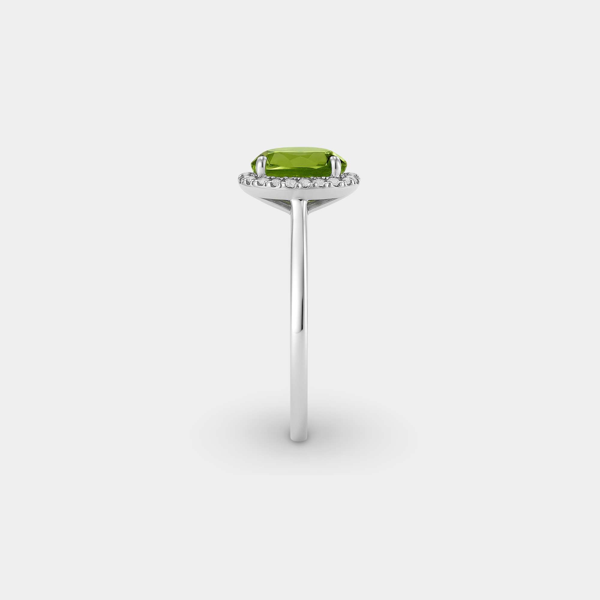Oval Peridot & Diamond Halo Ring