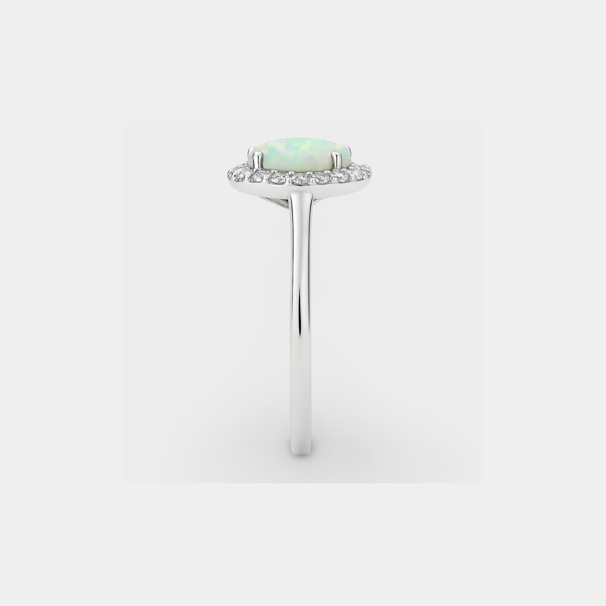 White Simulated Opal & Diamond Engagement Ring - MH ELEGANCE