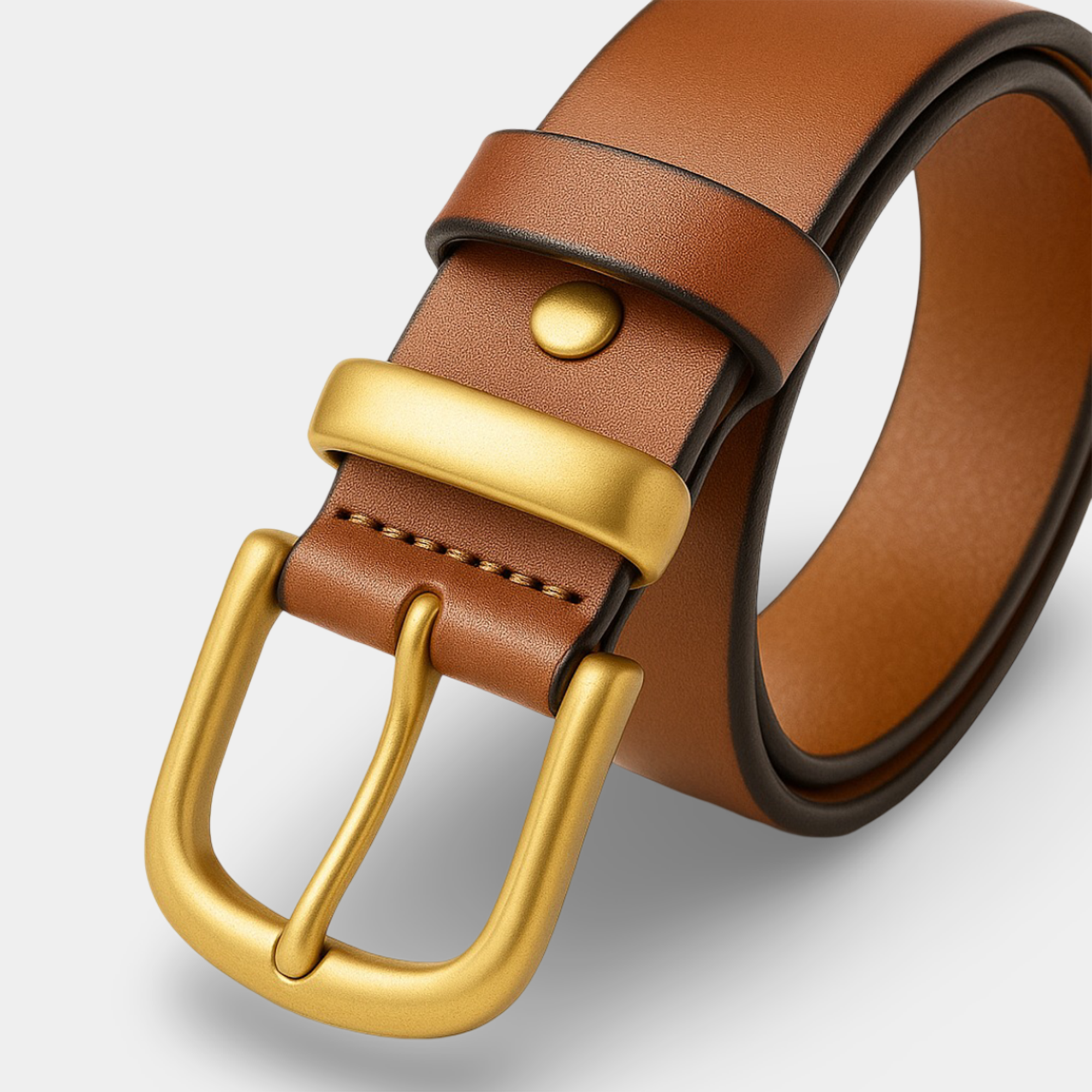 Women’s Italian Leather Belt with Gold Buckle