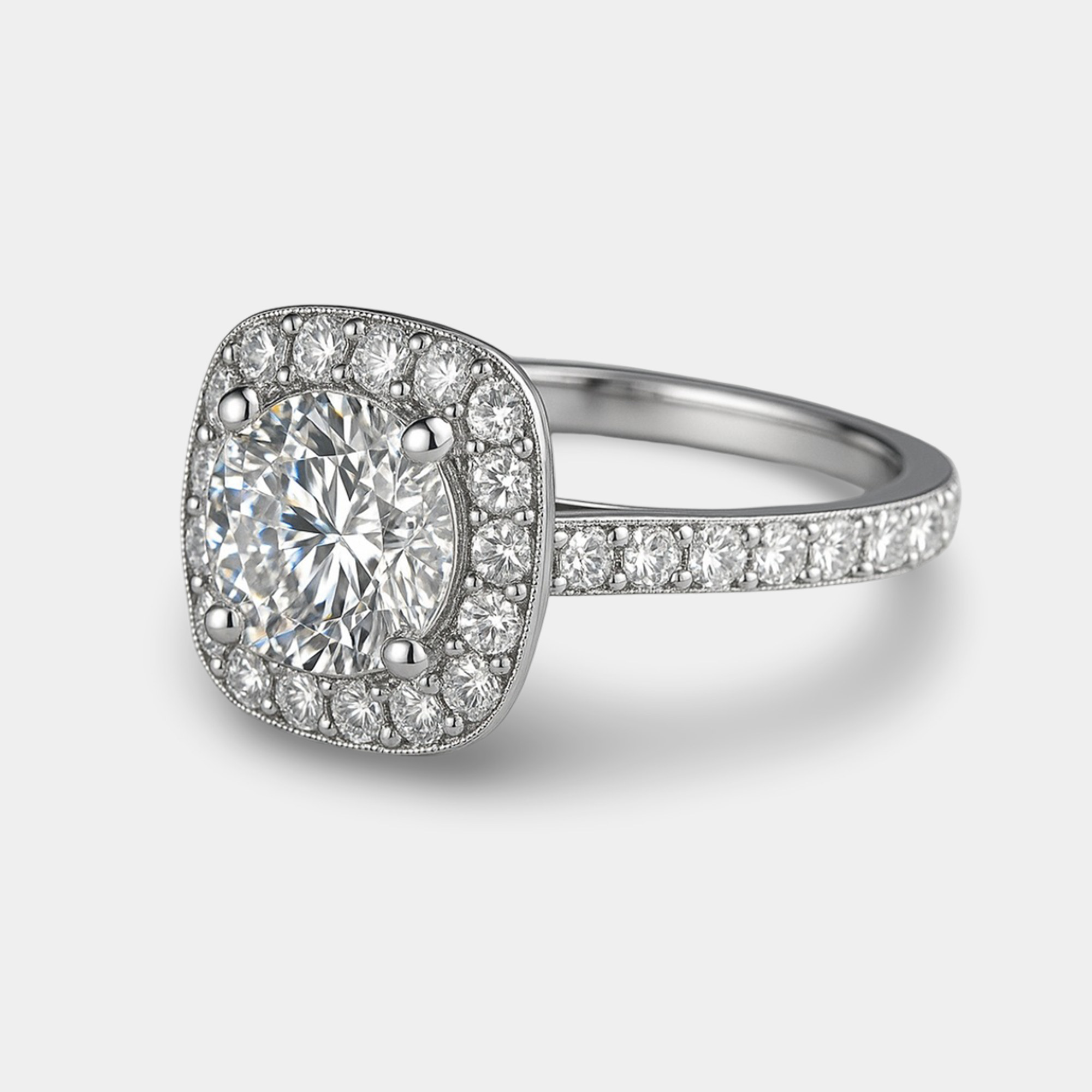 Mira Moissanite Halo Engagement Ring