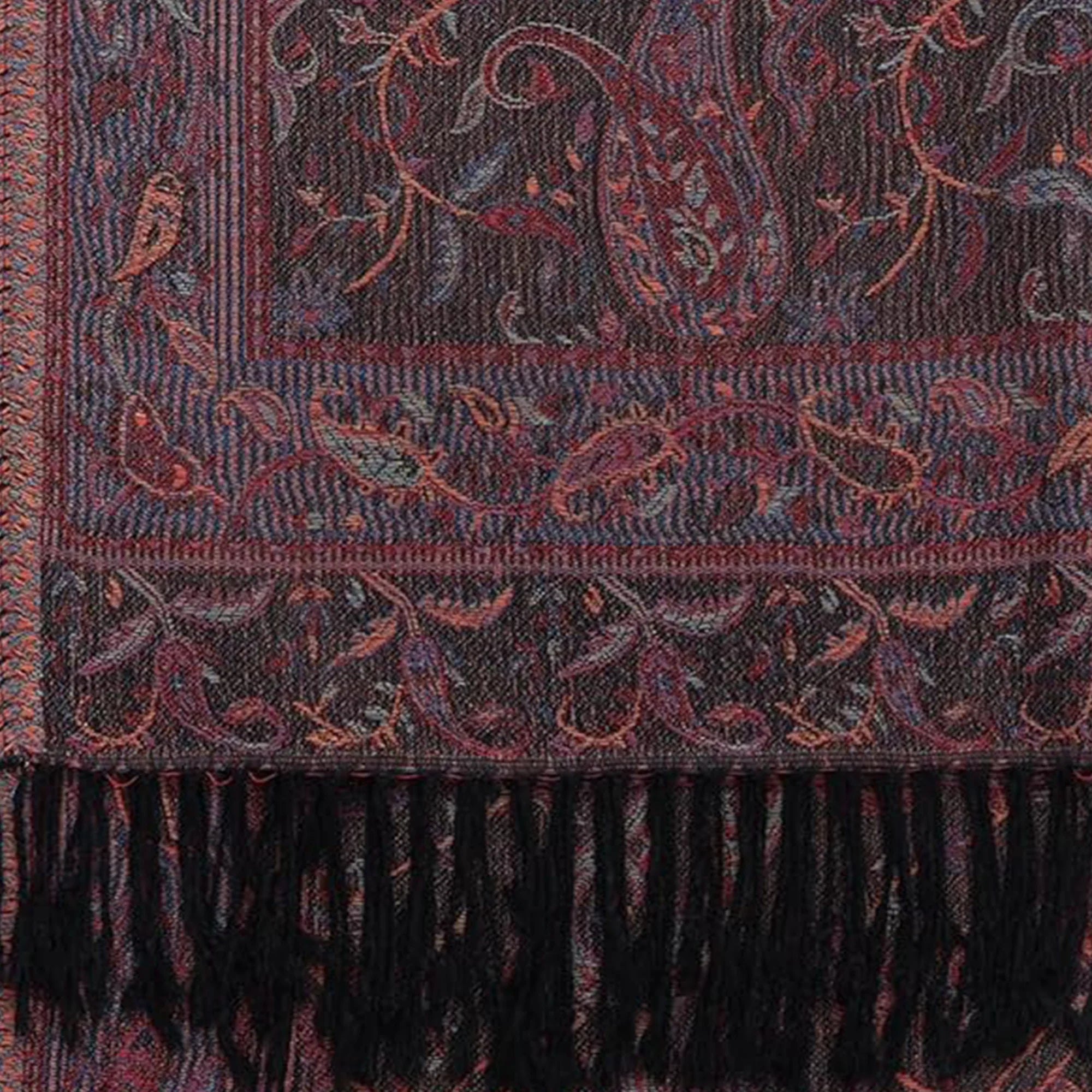 Black Pink Paisley Pashmina Shawl