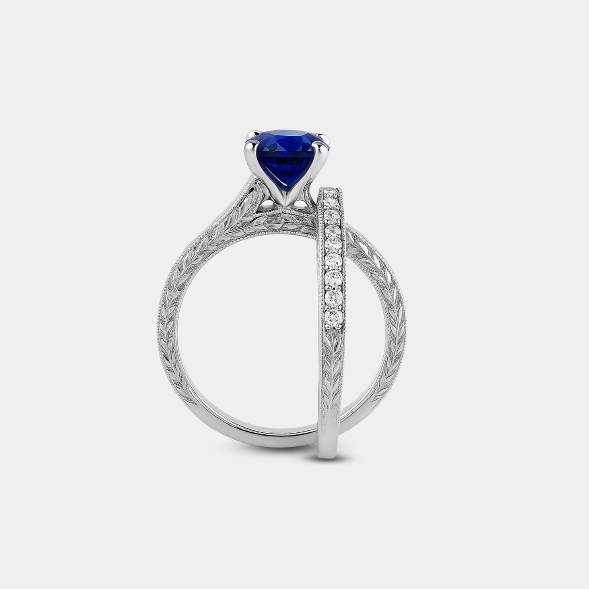 Sapphire & Diamond Vintage Ring Set - MH ELEGANCE
