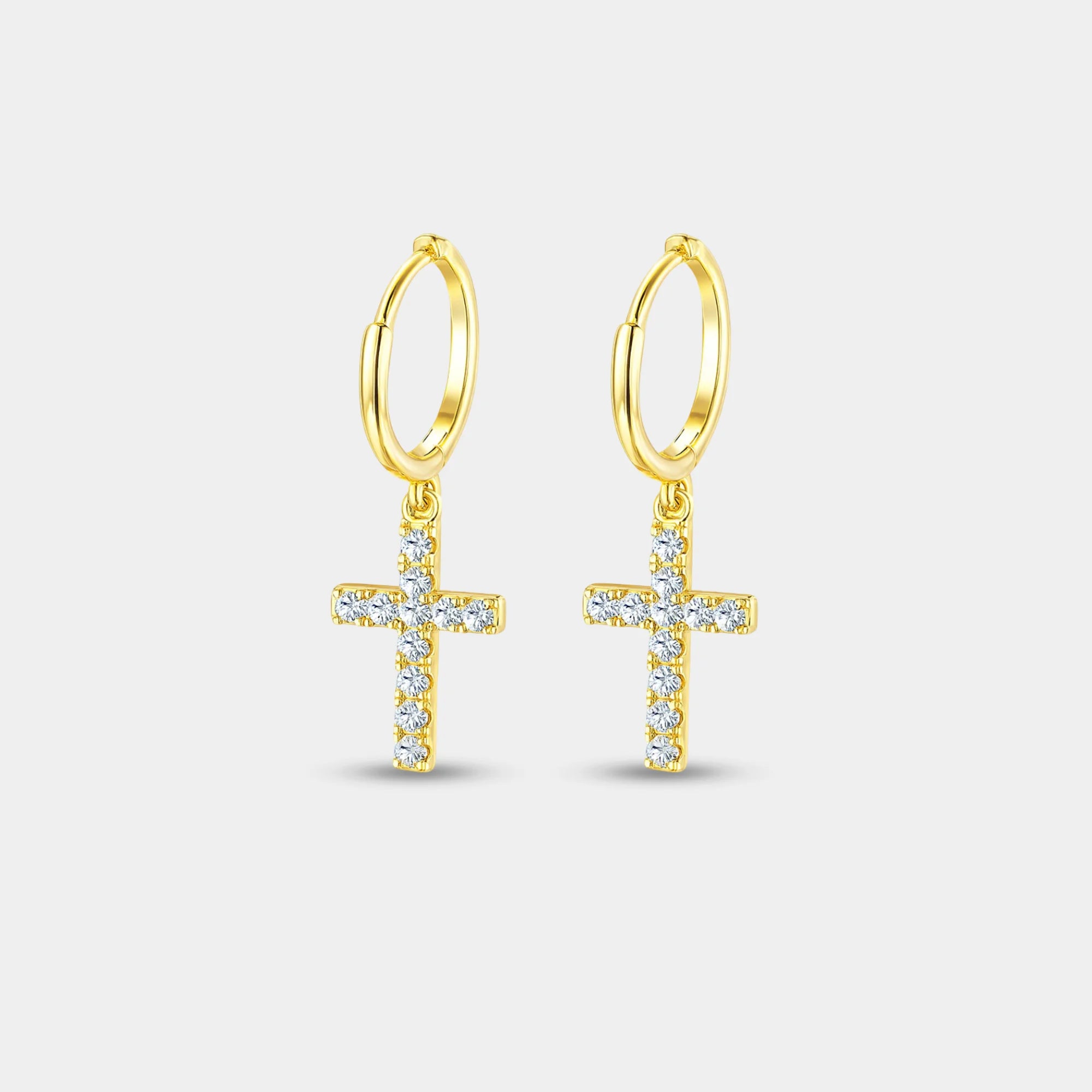 Cross Dangle Hoop Earrings