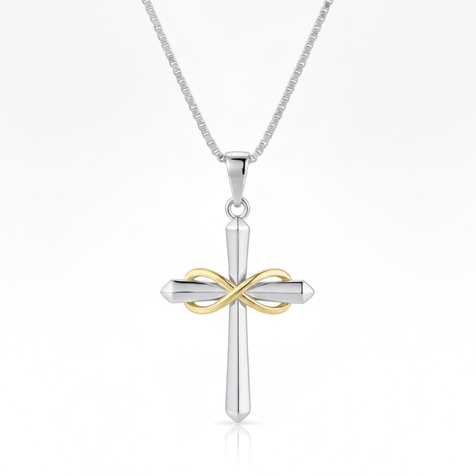 Sterling Silver Cross Necklace | Eternal Halo Birthstone | Faith & Love Symbol – MH ELEGANCE