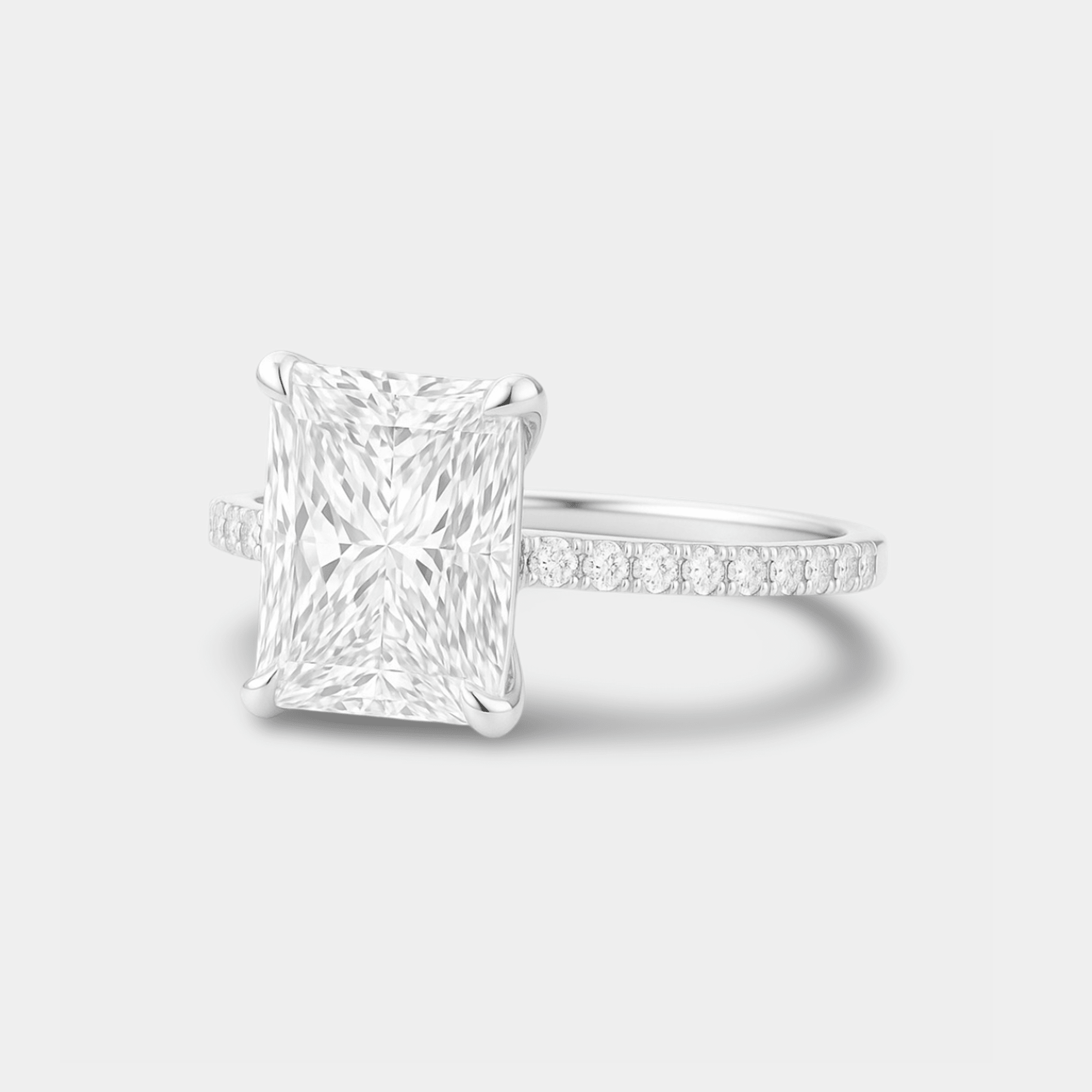 3CT Radiant Cut Solitaire Ring - MH ELEGANCE - 3CT Radiant Cut Solitaire Ring -