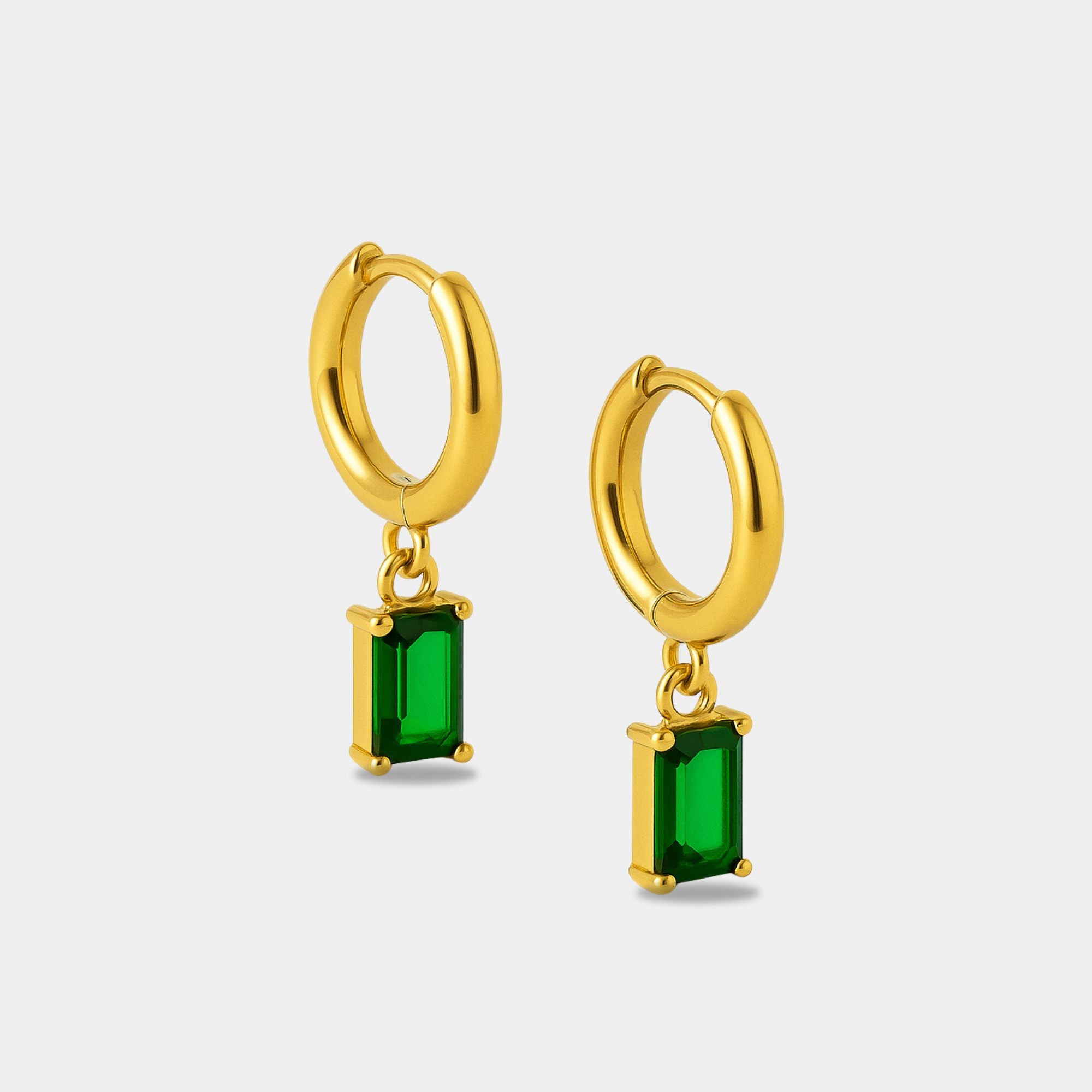 Emerald Hoop Earrings
